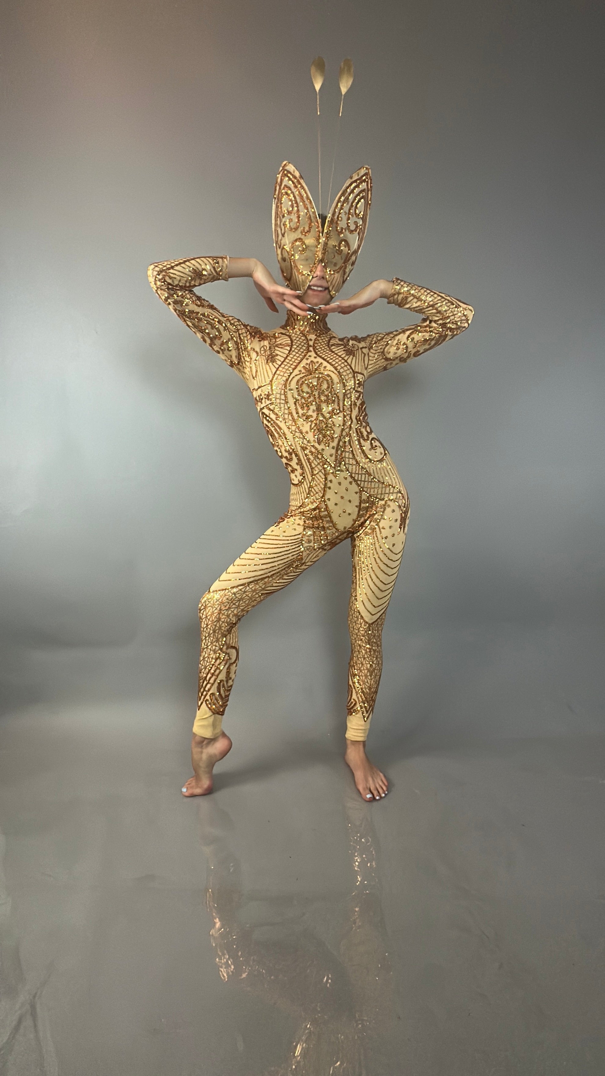 Golden Butterfly sparkling Sequin full costume.