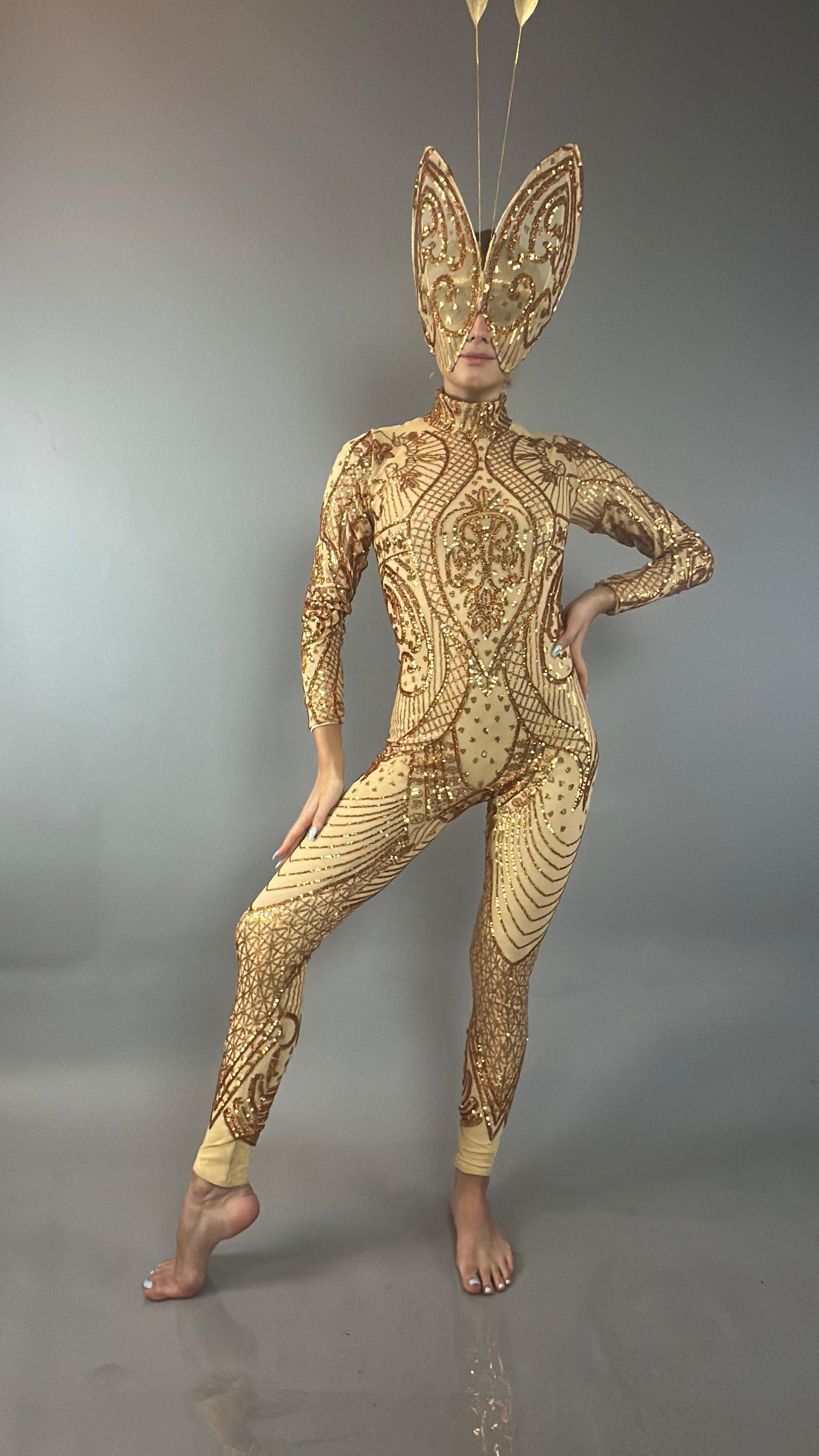 Golden Butterfly sparkling Sequin full costume.