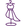 Icon of a mannequin with a dress, shown in a simple purple line design.