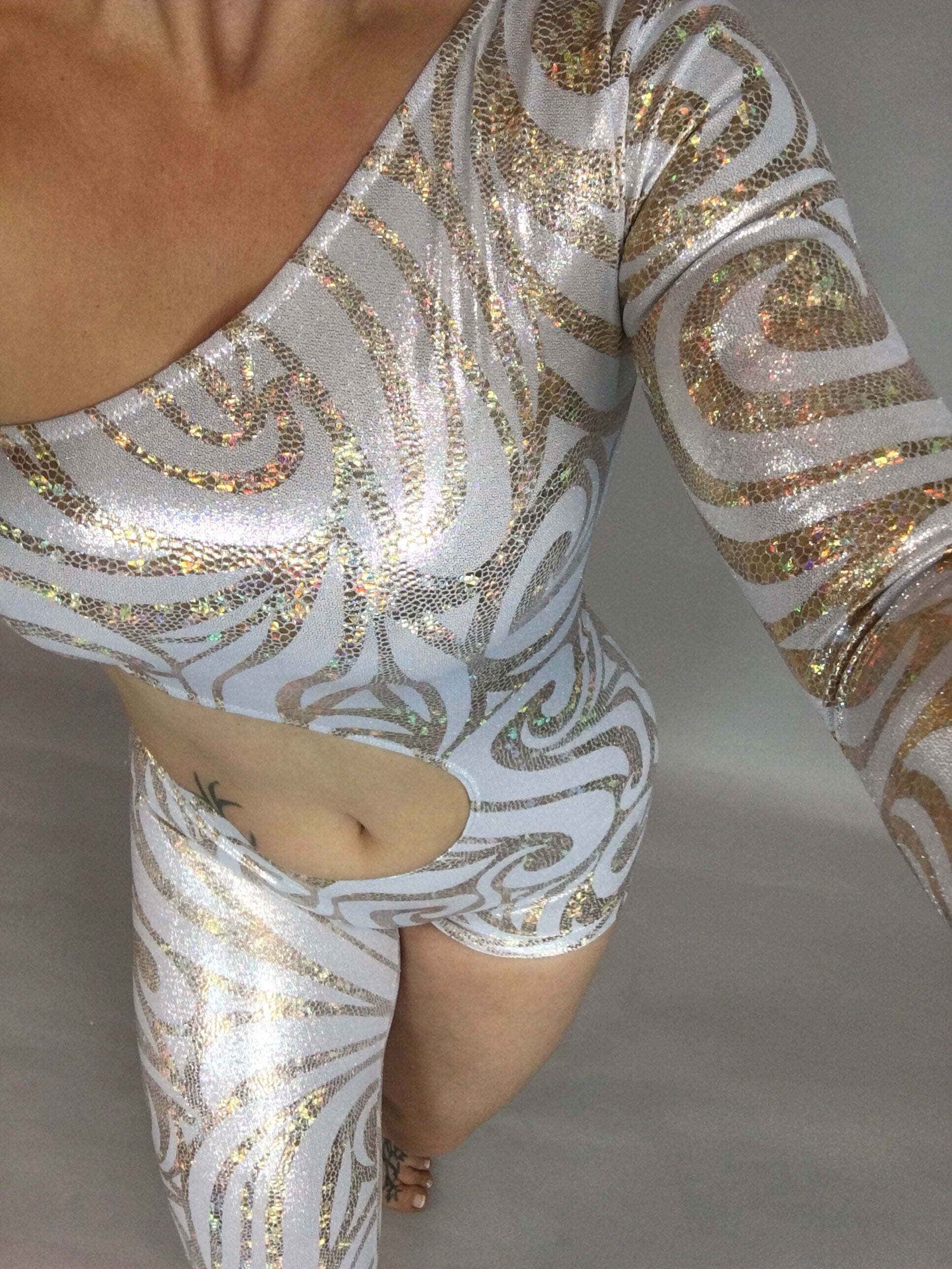 White Bodysuit for Women or Men, Circus Costume, Custom Leotard, Exotic Dancewear, Spandex Catsuit, Trending Now