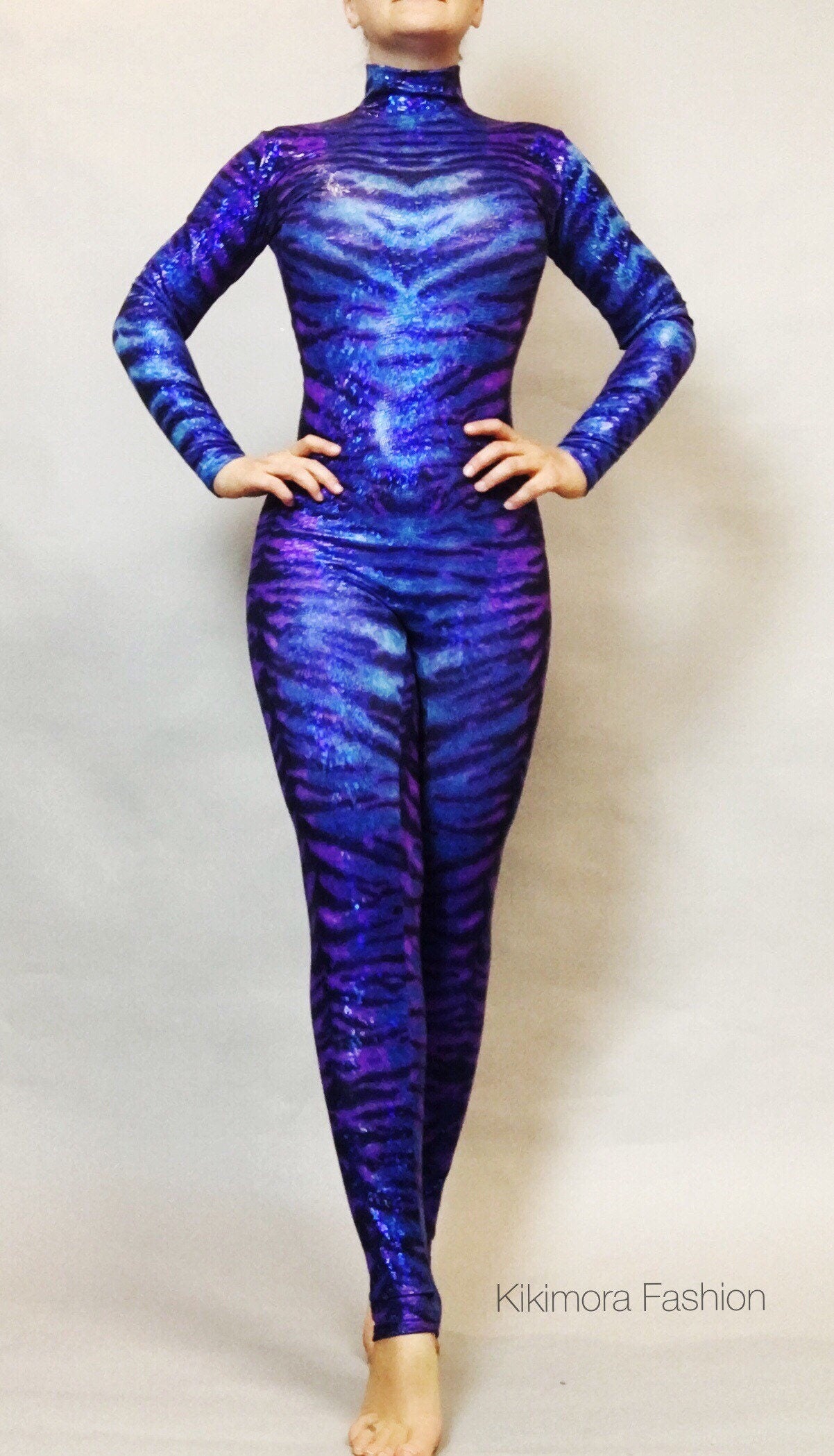 Tiger Green. Catsuit, bodysuit costume for aerial ,contortion show, trending now, exotic dance wear.