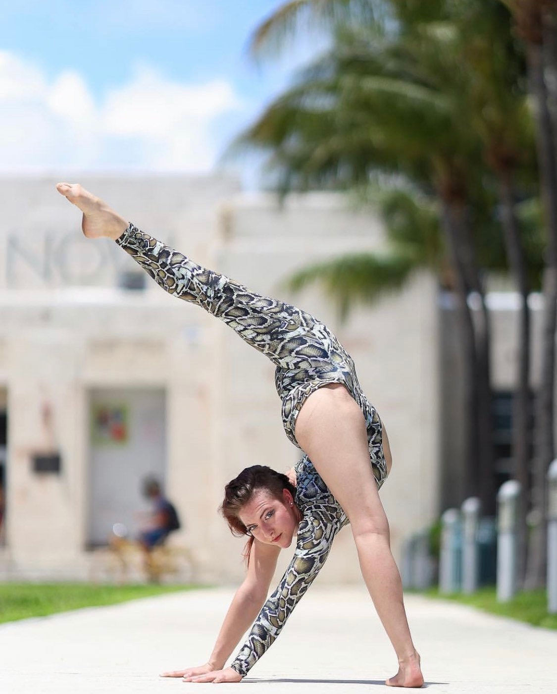 Snake Print Exotic Dance Bodysuit Jumpsuit for Contortionist and Aerial Wear