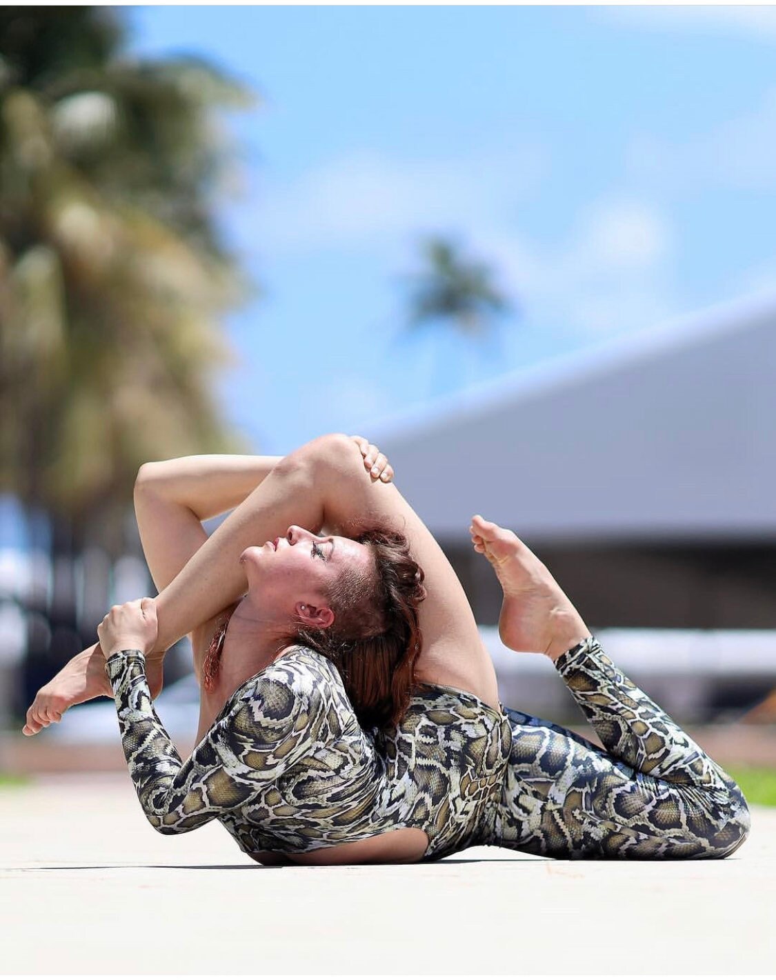 Snake Print Exotic Dance Bodysuit Jumpsuit for Contortionist and Aerial Wear