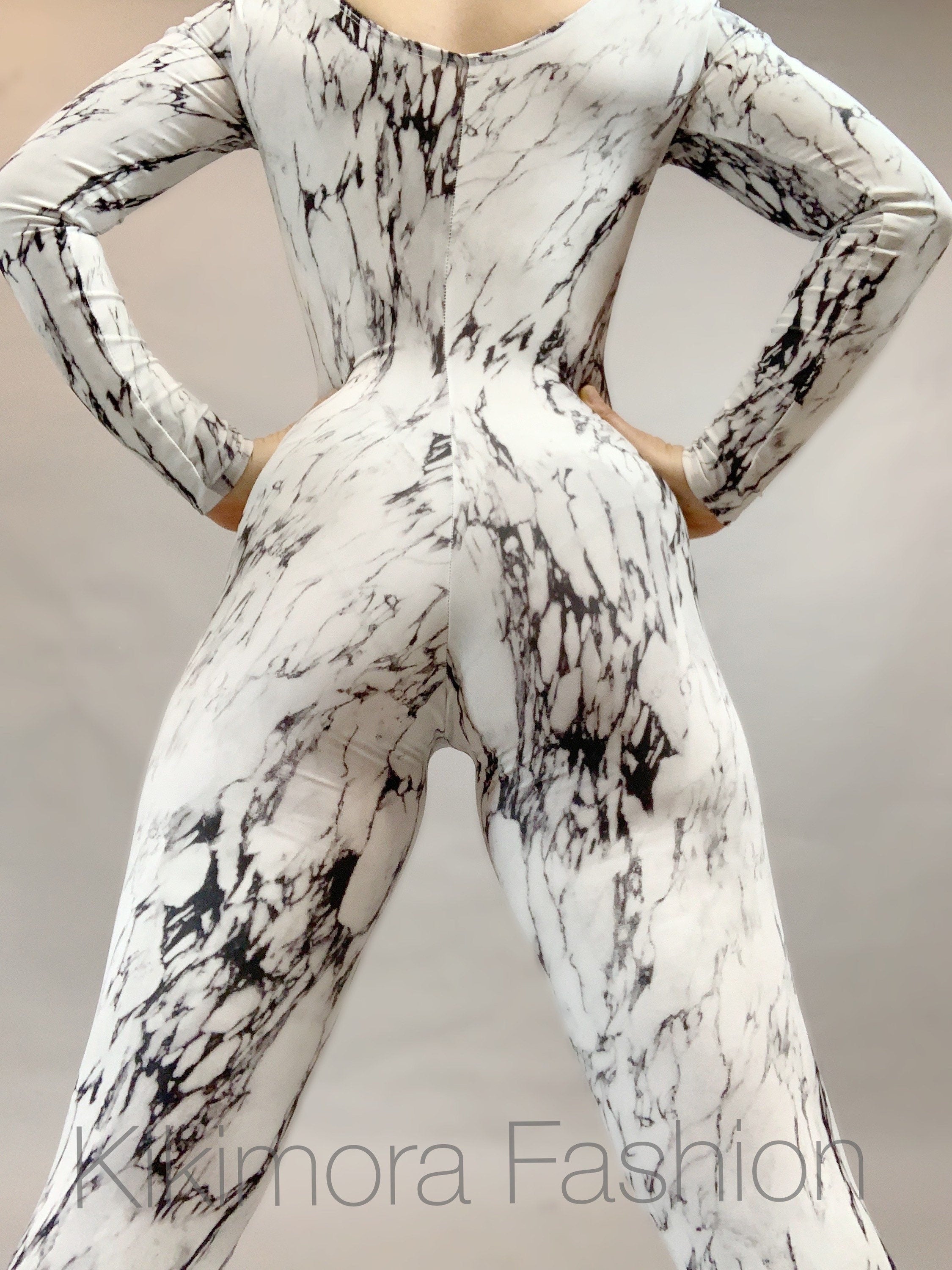Catsuit for Women or Men, Beautiful White Marble Zentai Fashion, Contortion Bodysuit for Women or Men, Custom Leotard