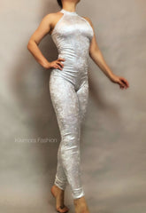 Pearl velvet- catsuit, jumpsuit costume for aerialists, contortionist dancers circus performers, trending now, exotic dance wear