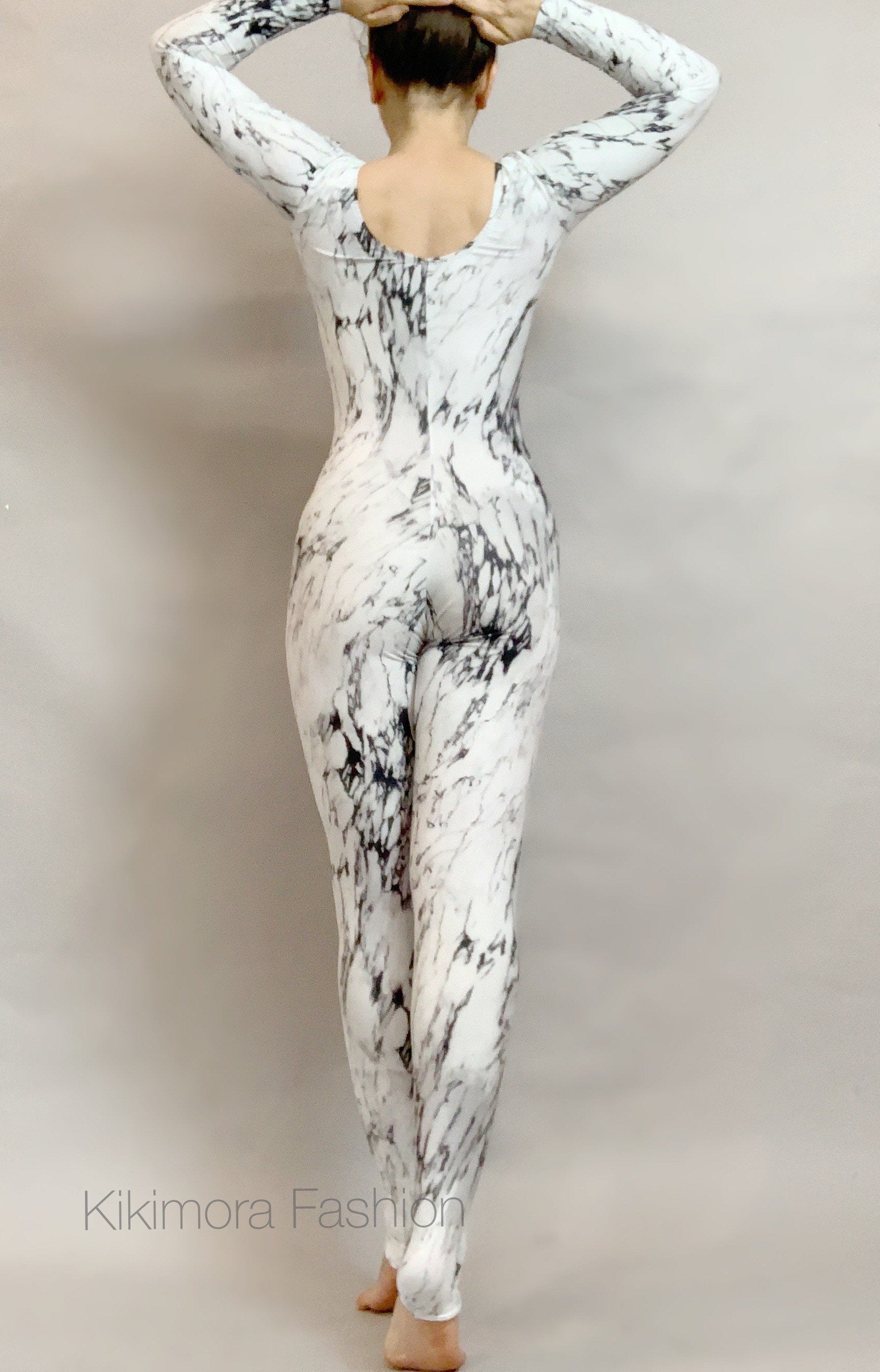 Catsuit for Women or Men, Beautiful White Marble Zentai Fashion, Contortion Bodysuit for Women or Men, Custom Leotard