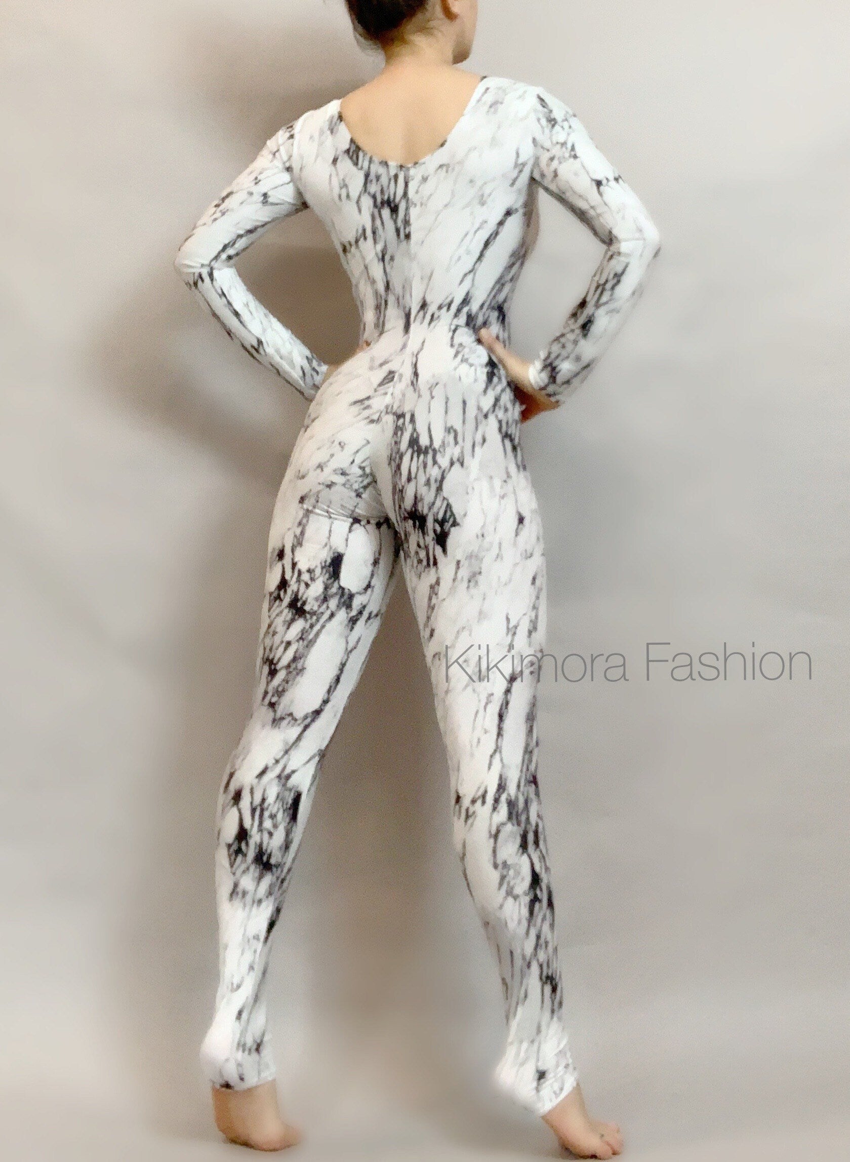 Catsuit for Women or Men, Beautiful White Marble Zentai Fashion, Contortion Bodysuit for Women or Men, Custom Leotard