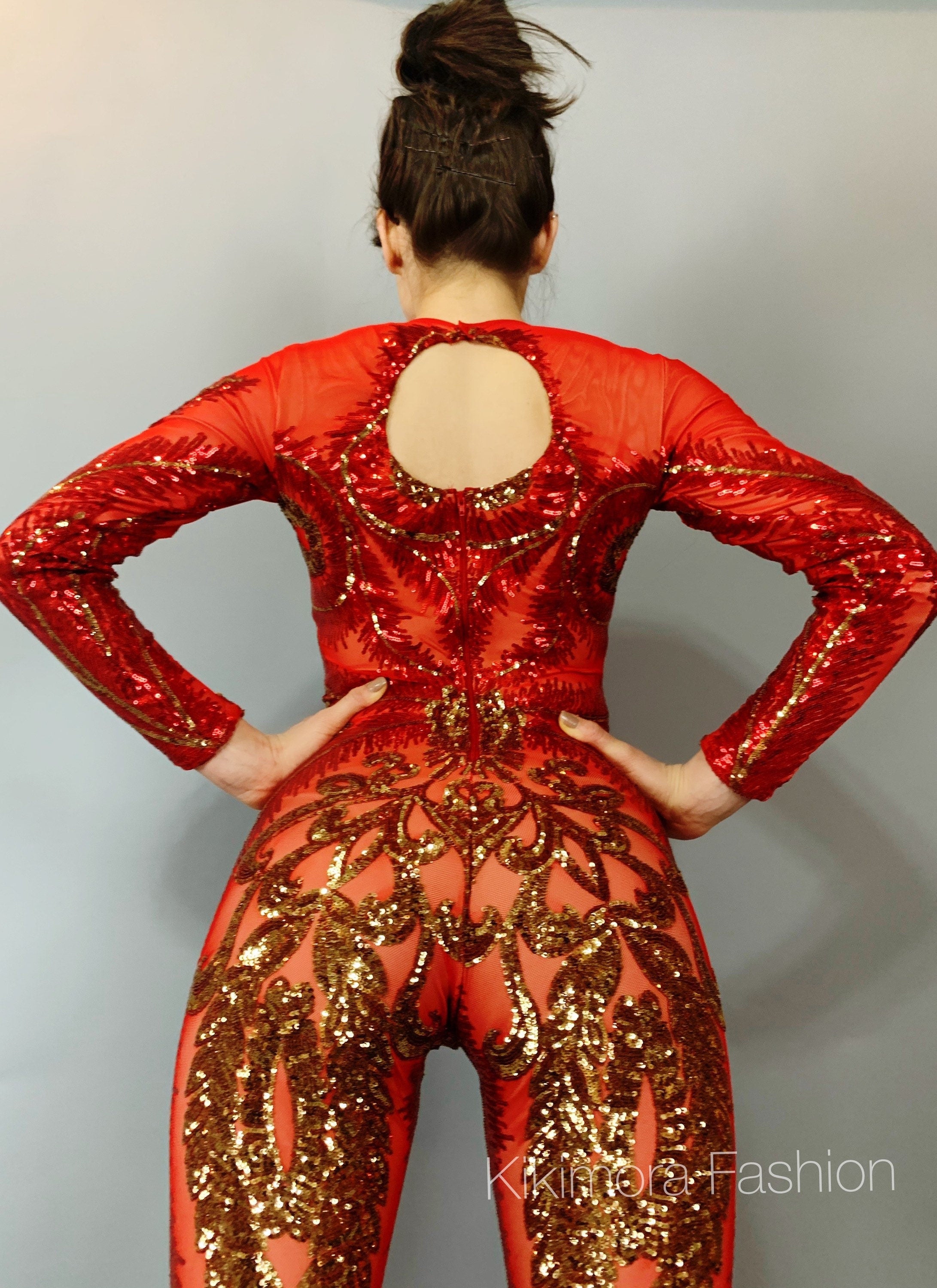 Showgirl Costume, Sequin Bodysuit for Women or Men, Shiny, Beautiful Contortionist Costume, Exotic Dance Wear, Trending Now