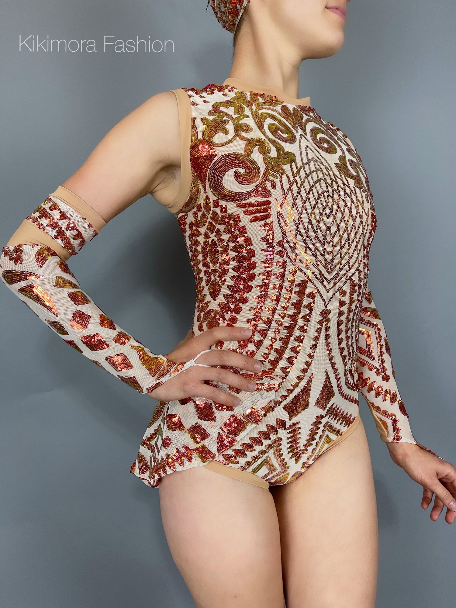 Beautiful Aerialist Costume, Pole Dancewear, Sequin Bodysuit for Women or Men, Showgirl Leotard, Made in USA, Personalized Dressing Gown
