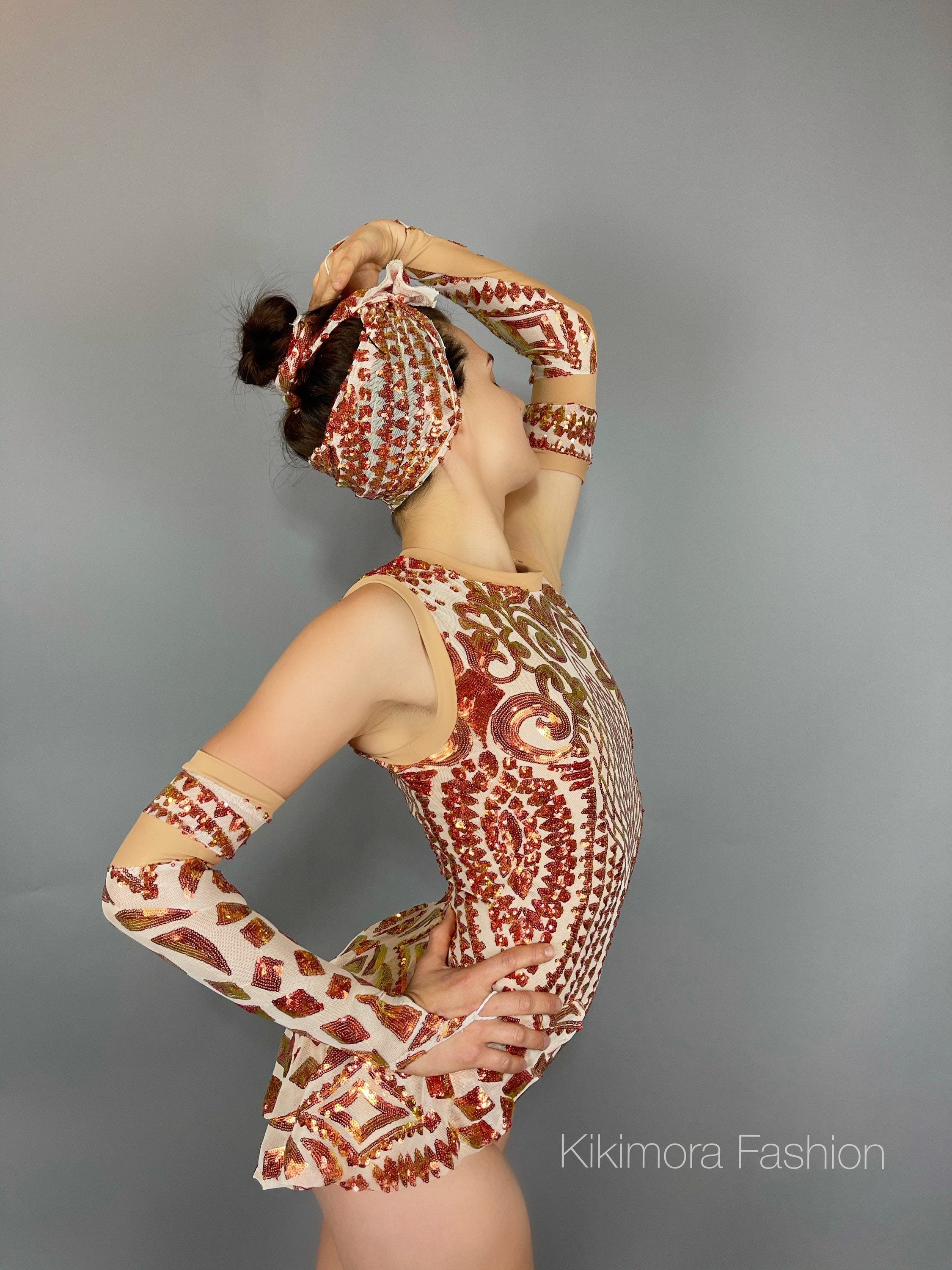 Beautiful Aerialist Costume, Pole Dancewear, Sequin Bodysuit for Women or Men, Showgirl Leotard, Made in USA, Personalized Dressing Gown