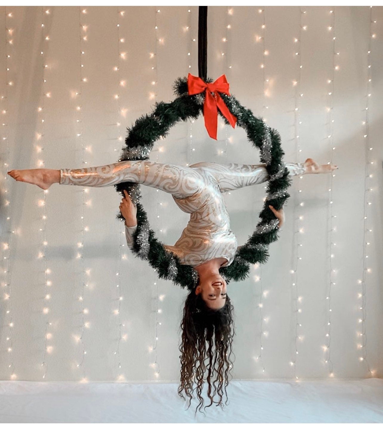 White and Gold Catsuit Bodysuit, Full Sleeves, Round Neck