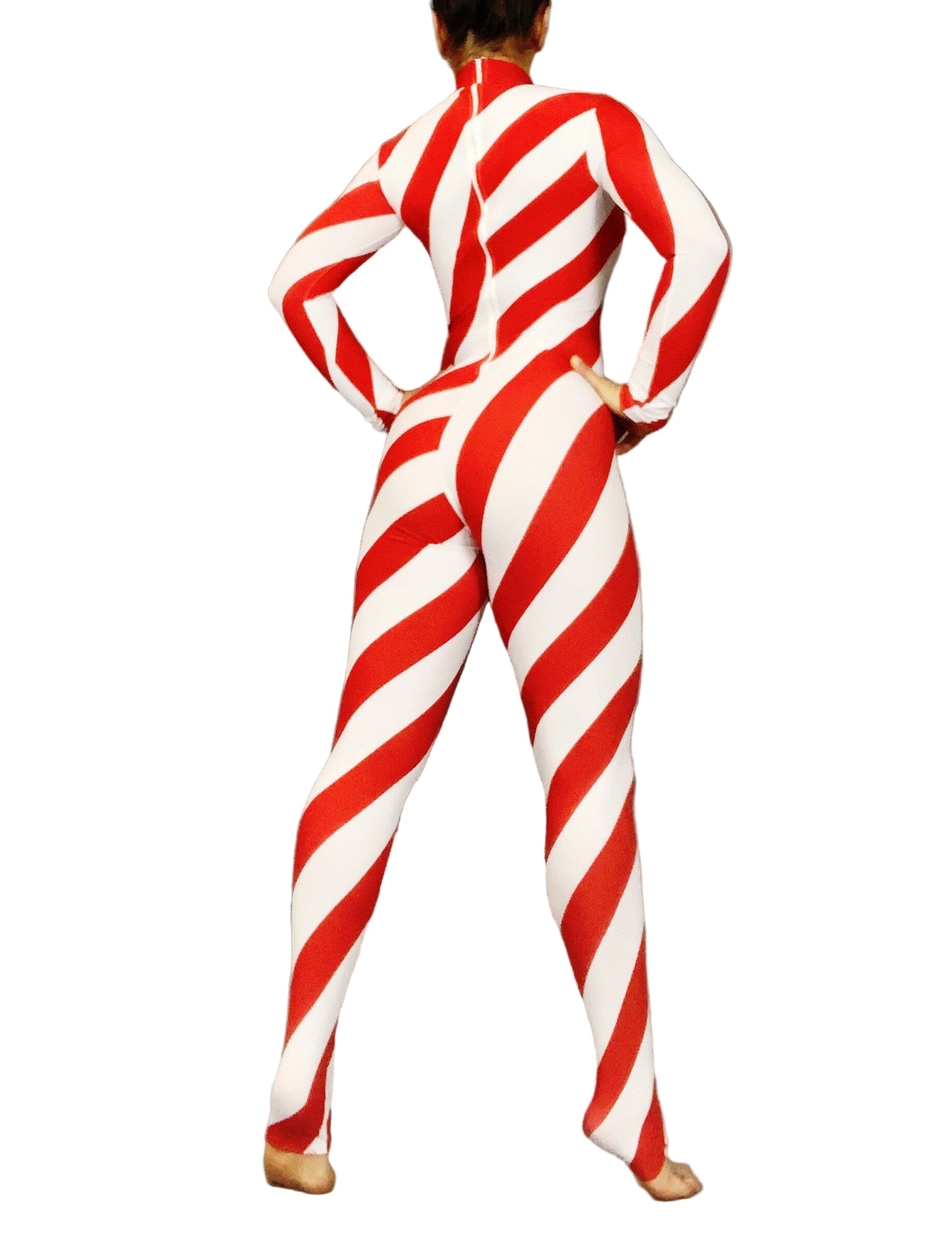 Candy Cane Bodysuit, Turtleneck, Full Sleeves