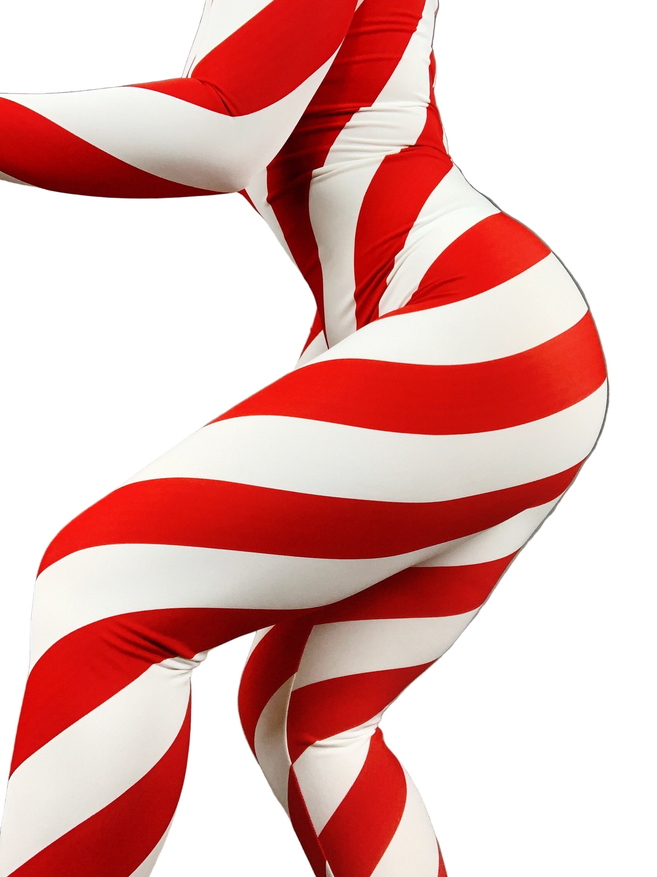 Candy Cane Bodysuit, Turtleneck, Full Sleeves