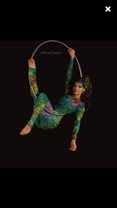 Peacock Print Spandex Catsuit, Contortionist unitard, Aerialist costume, Exotic Dance wear, Made by Measure, Limited edition