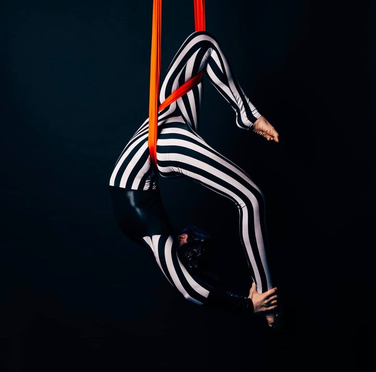 Black and White Striped Jumpsuit, Round Neck, Full Sleeves