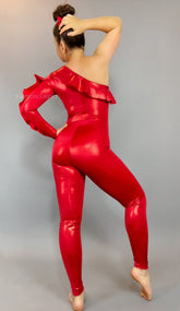 Costume for Dancers, Elegant Ruffle Catsuit, Gymnastic Unitard, Exotic Dance wear, Bodysuit for woman, Circus outfit.