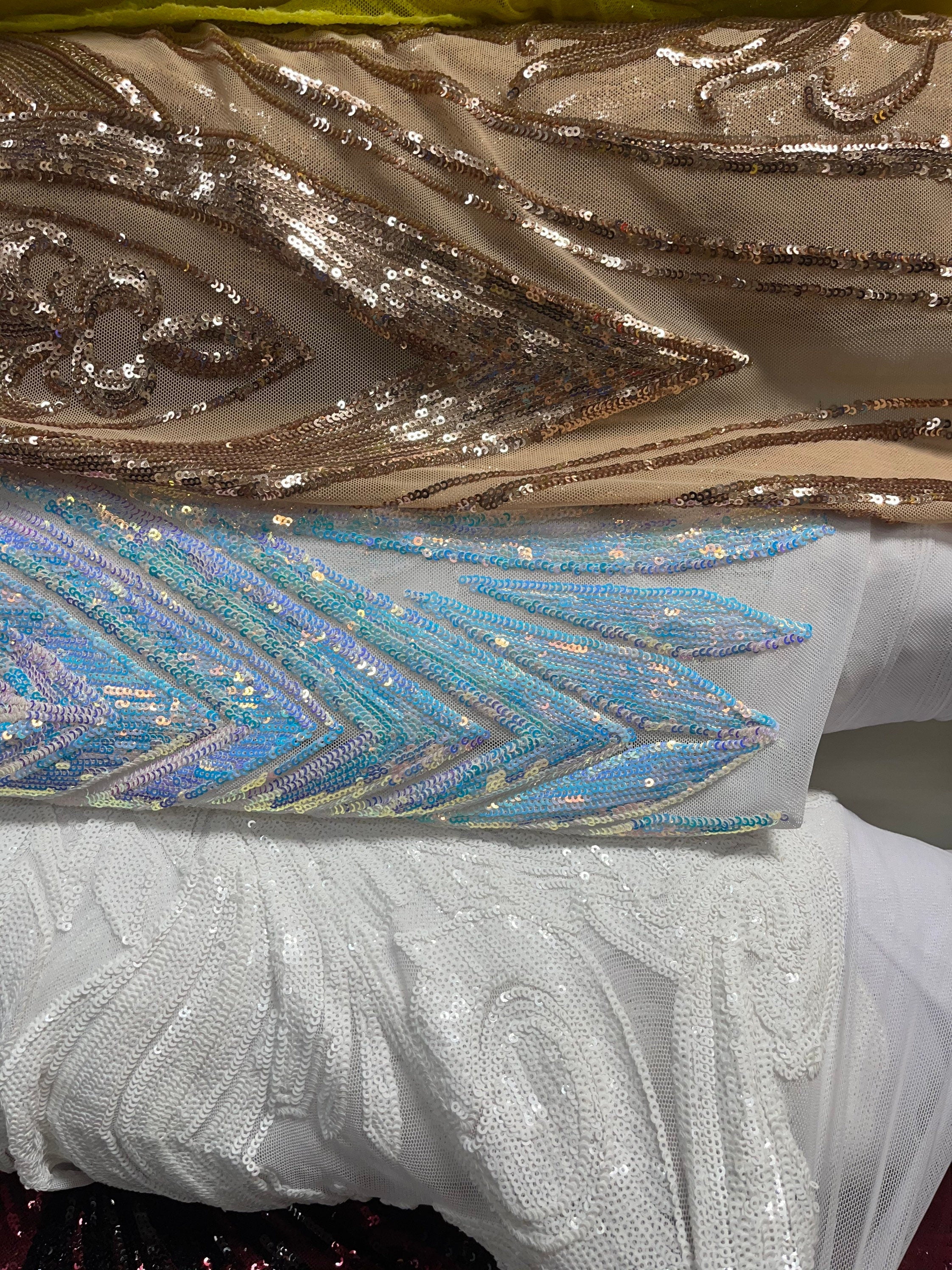 Iridescent Sequins Skintone Leotard, Halterneck Bodysuit, Leotard With Hand Accessories