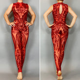 Beautiful Sequins Jumpsuit, Showgirl Costume, Wedding Bodysuit for Women or Men, Sheer Clothing, Bellydance Costume, Bridal Wear