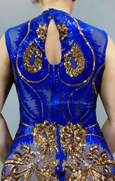 Bright Blue Sequin Catsuit for Dance, Gymnastics, Bridal, Circus, and More