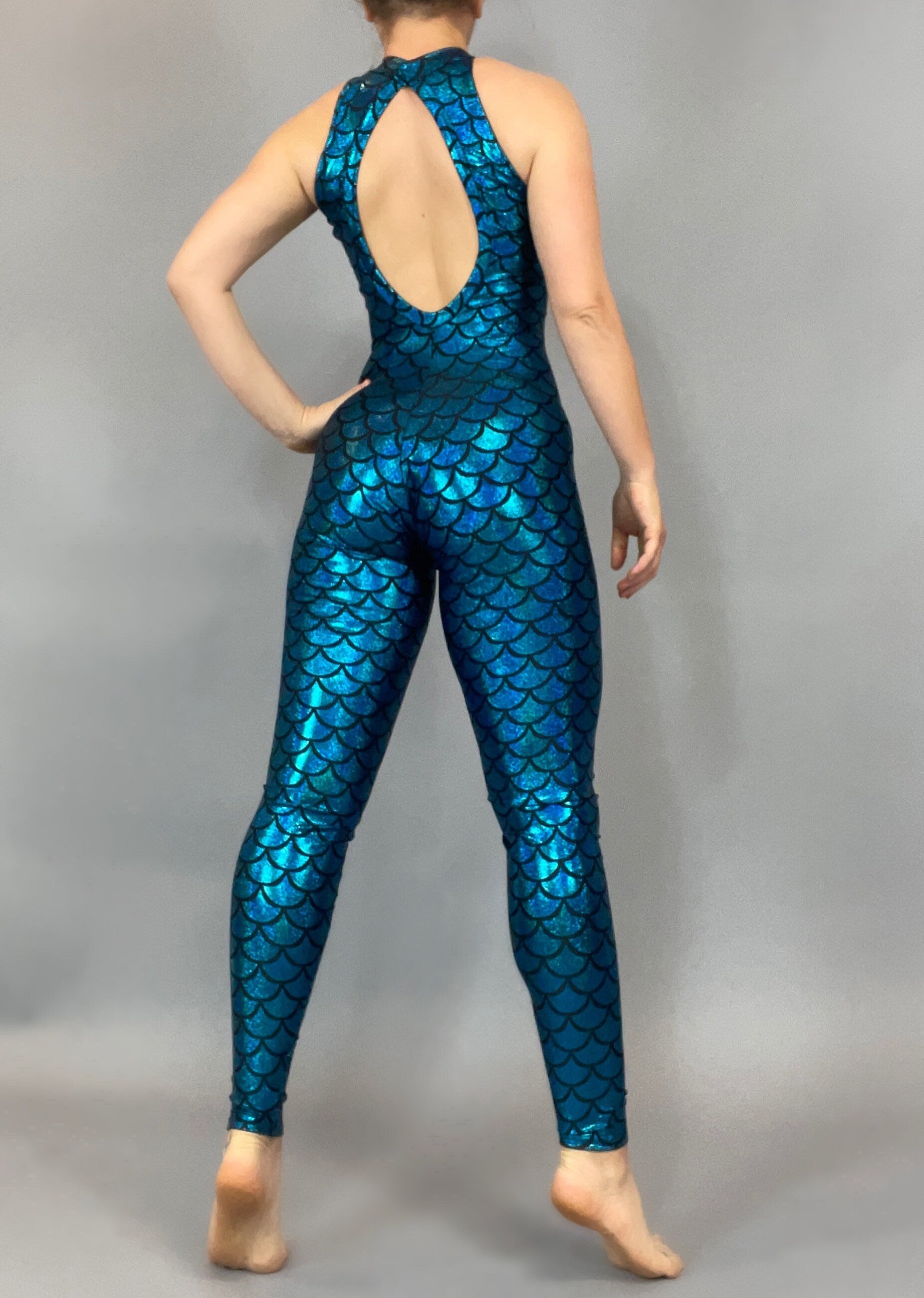 Mermaid Spandex Unitard: Exotic Dance, Yoga, Aerialist Costume - Custom Fit Catsuit for Performance
