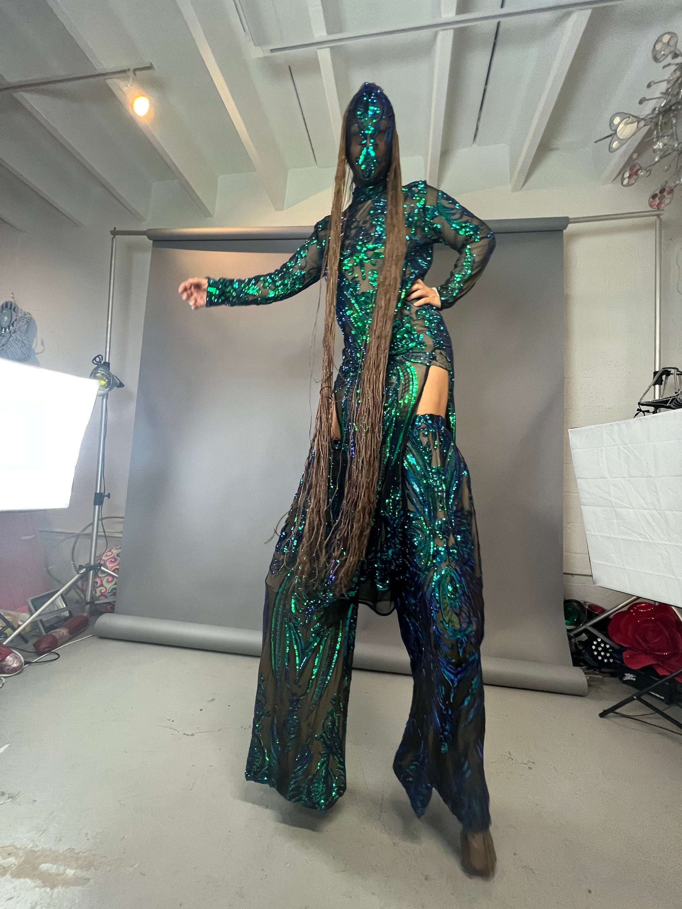 Futuristic Clothing, Alien Costume,festival Outfit, Exotic Dance Wear, Stilts Covers, Trending Now
