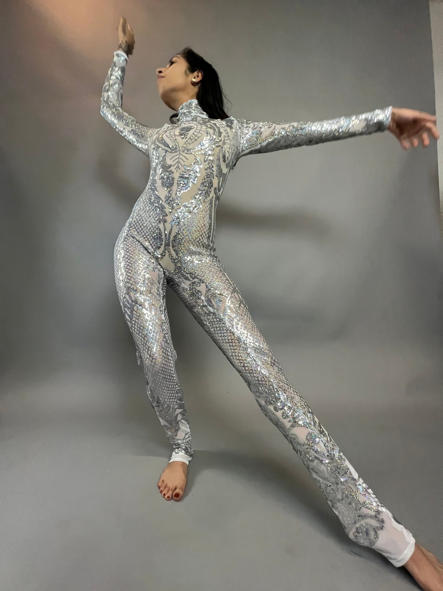Showgirl Costume, Beautiful Sequins Bodysuit, Jumpsuit for Gymnastics, Stage Wear, Exotic Dance Wear, Trending Now