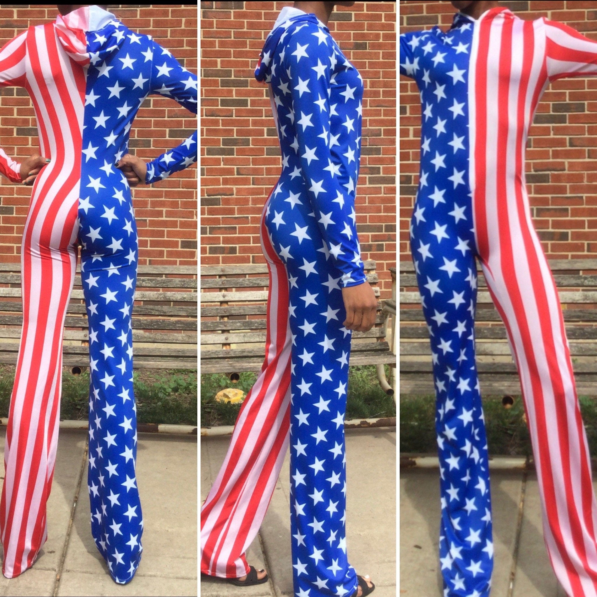 Bodysuit for Women, Dance Uniform, American Flag Clothing, Sportswear, Activewear, Custom Leotard, Zentai Costume