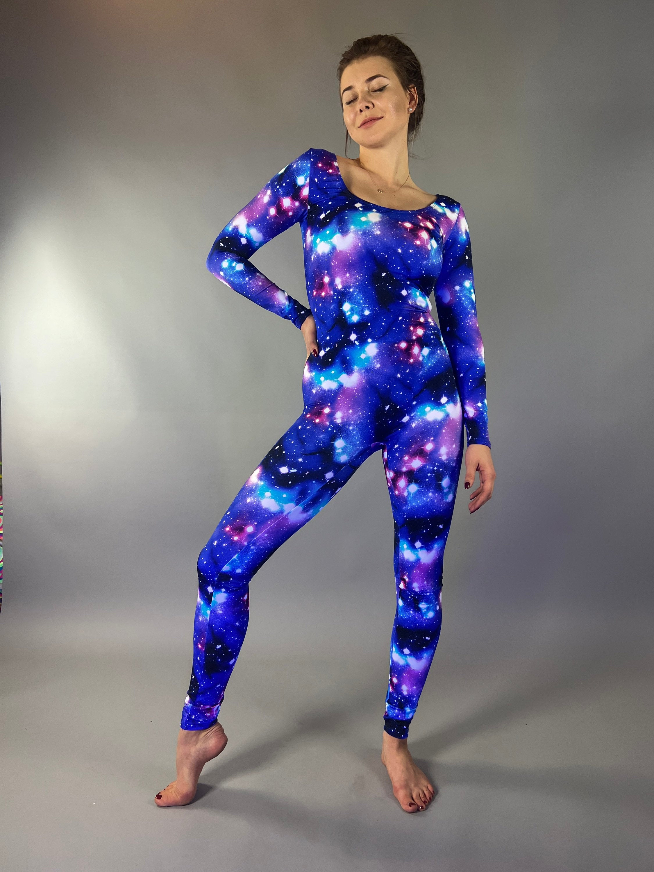 Cosmos Bodysuit for Women or Men, Beautiful Galactic Cosplay for Aerialists, Dancewear, Jumpsuit for Men