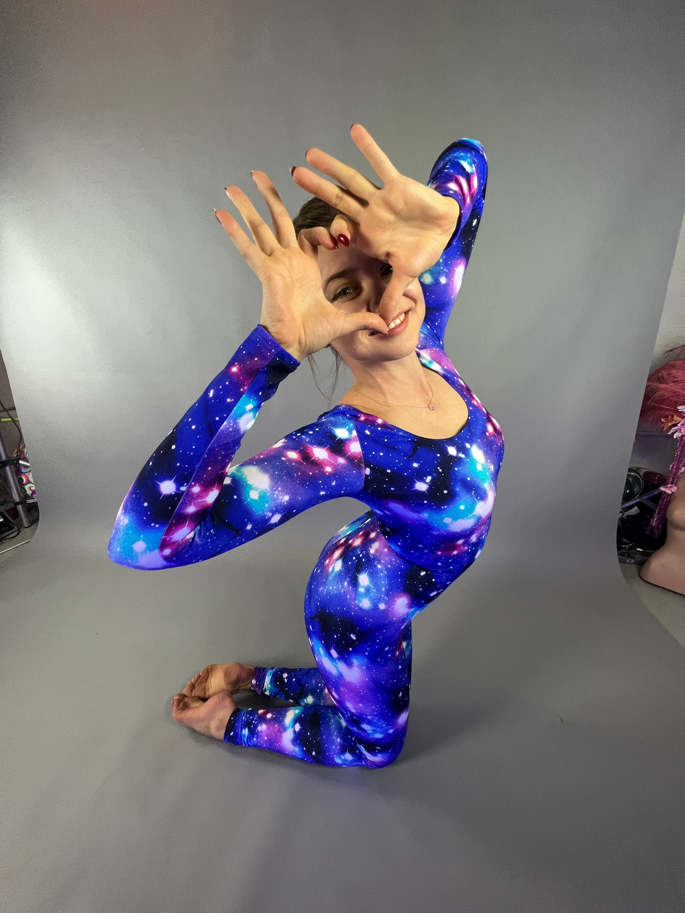 Cosmos Bodysuit for Women or Men, Beautiful Galactic Cosplay for Aerialists, Dancewear, Jumpsuit for Men