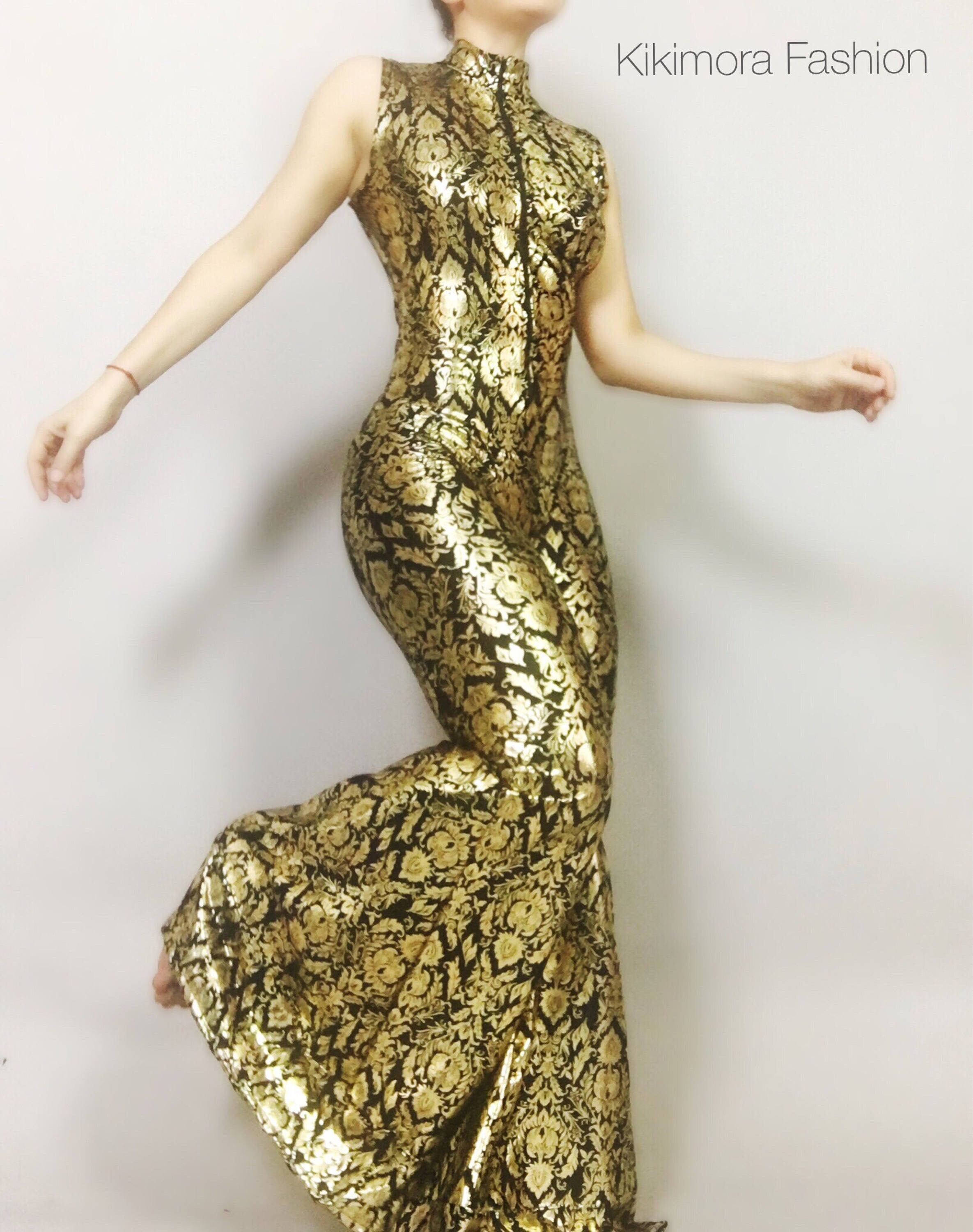 Glamorous Gold,black shiny catsuit! Bellbottom pants hippie festival costume, trending now, exotic dance wear