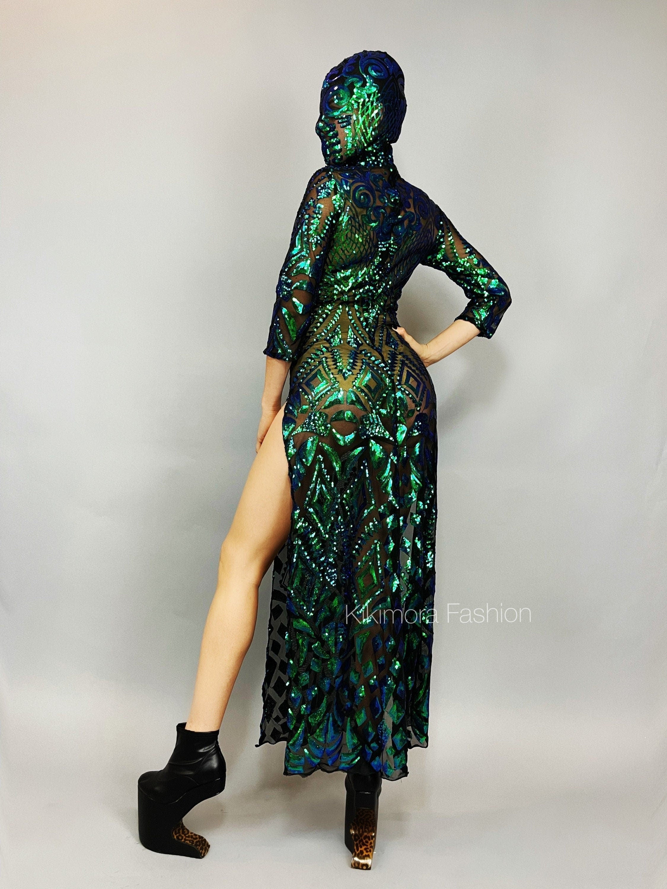 Beautiful Sequins Dress, Festival Fashion, Futuristic Clothing, Alien Headpiece, Trending Now