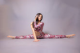 Red Snake-Print Isolated Catsuit, Cutout on Waist, Lycra Jumpsuit