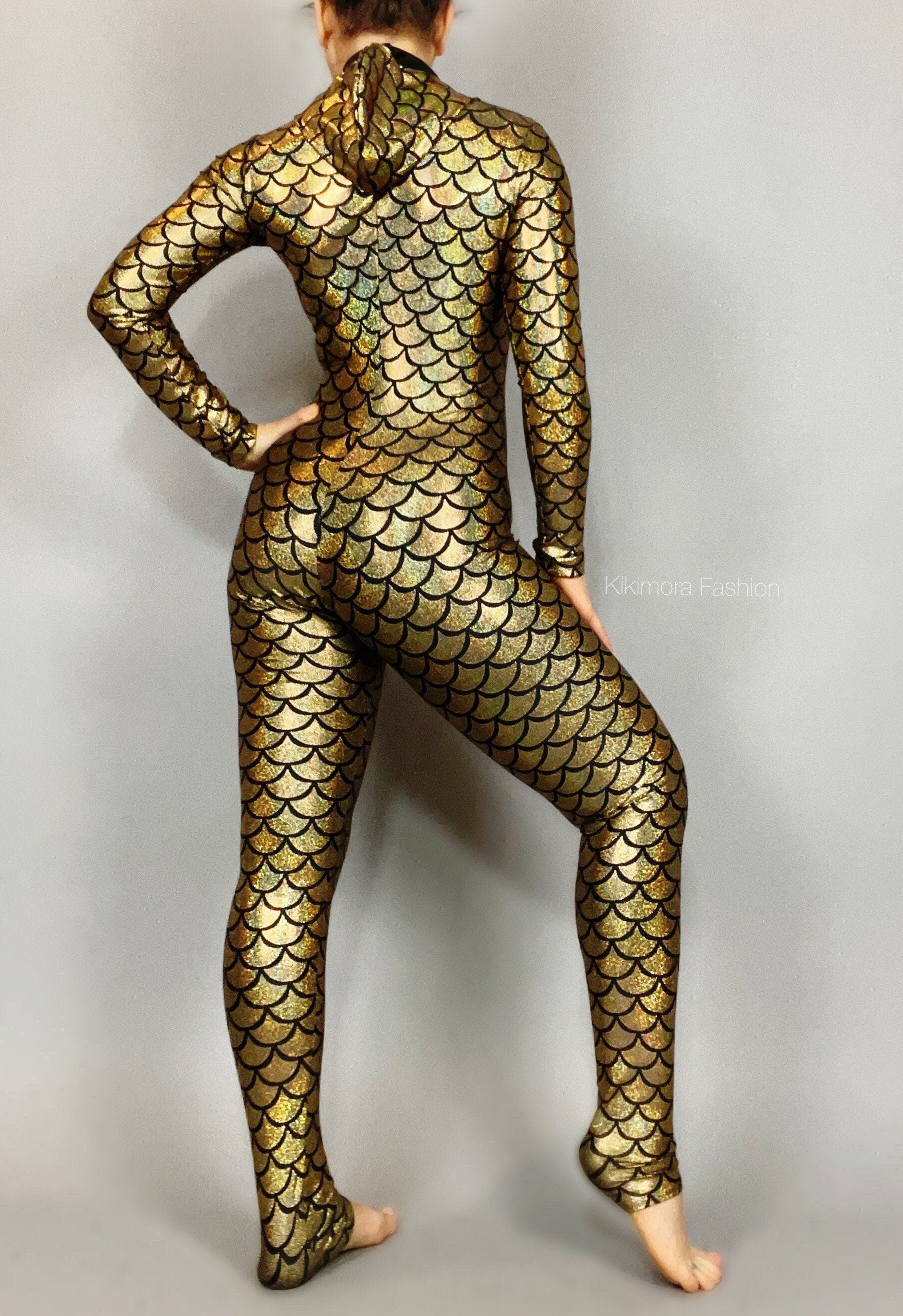Mermaid Catsuit, Hoodie, Under the Sea Outfit, Bodysuit for Women or Men, Spandex Jumpsuit, Exotic Dancewear