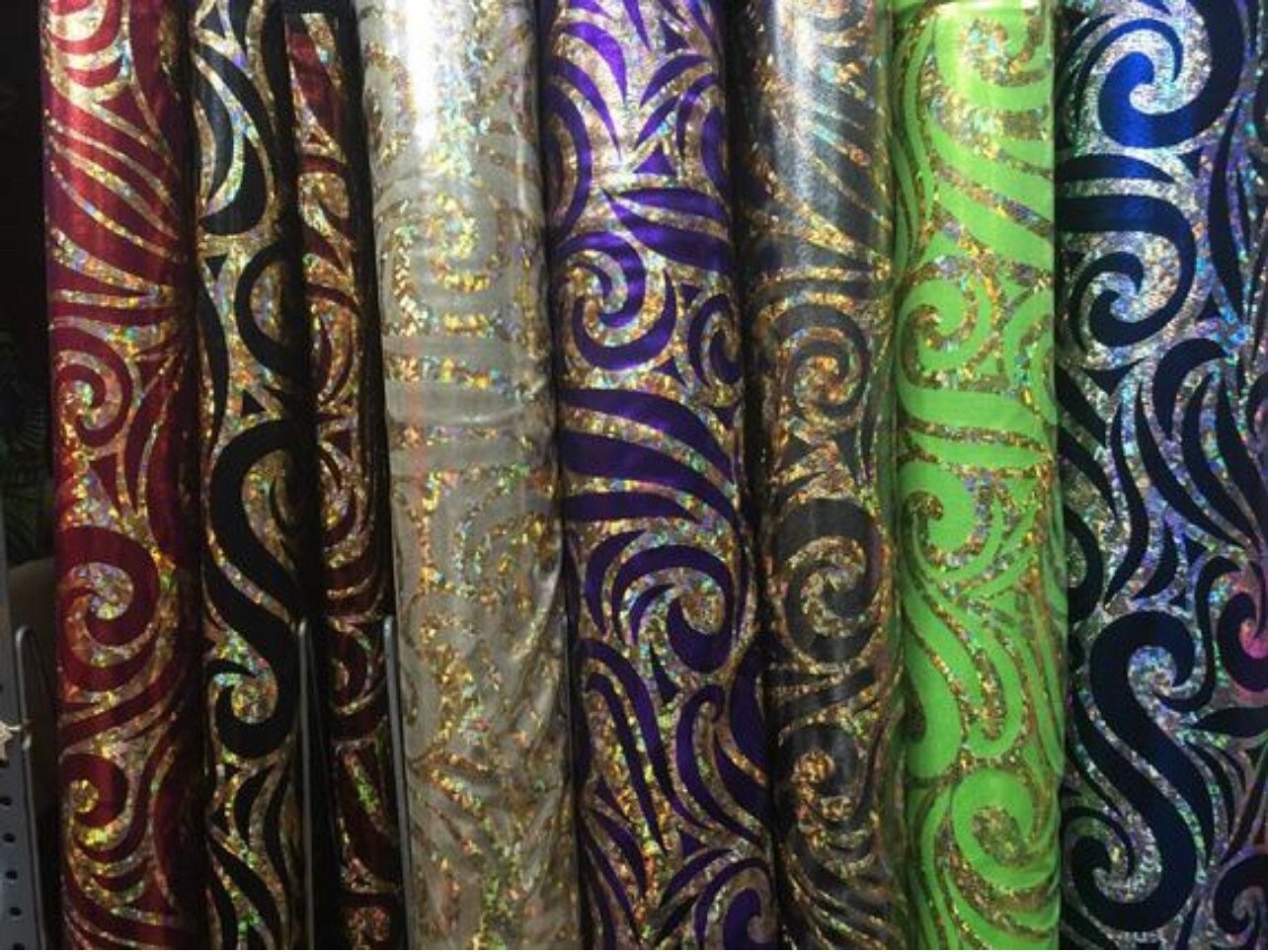 Black Swirl On Holographic Catsuit, Scoop Neck, Full Sleeves