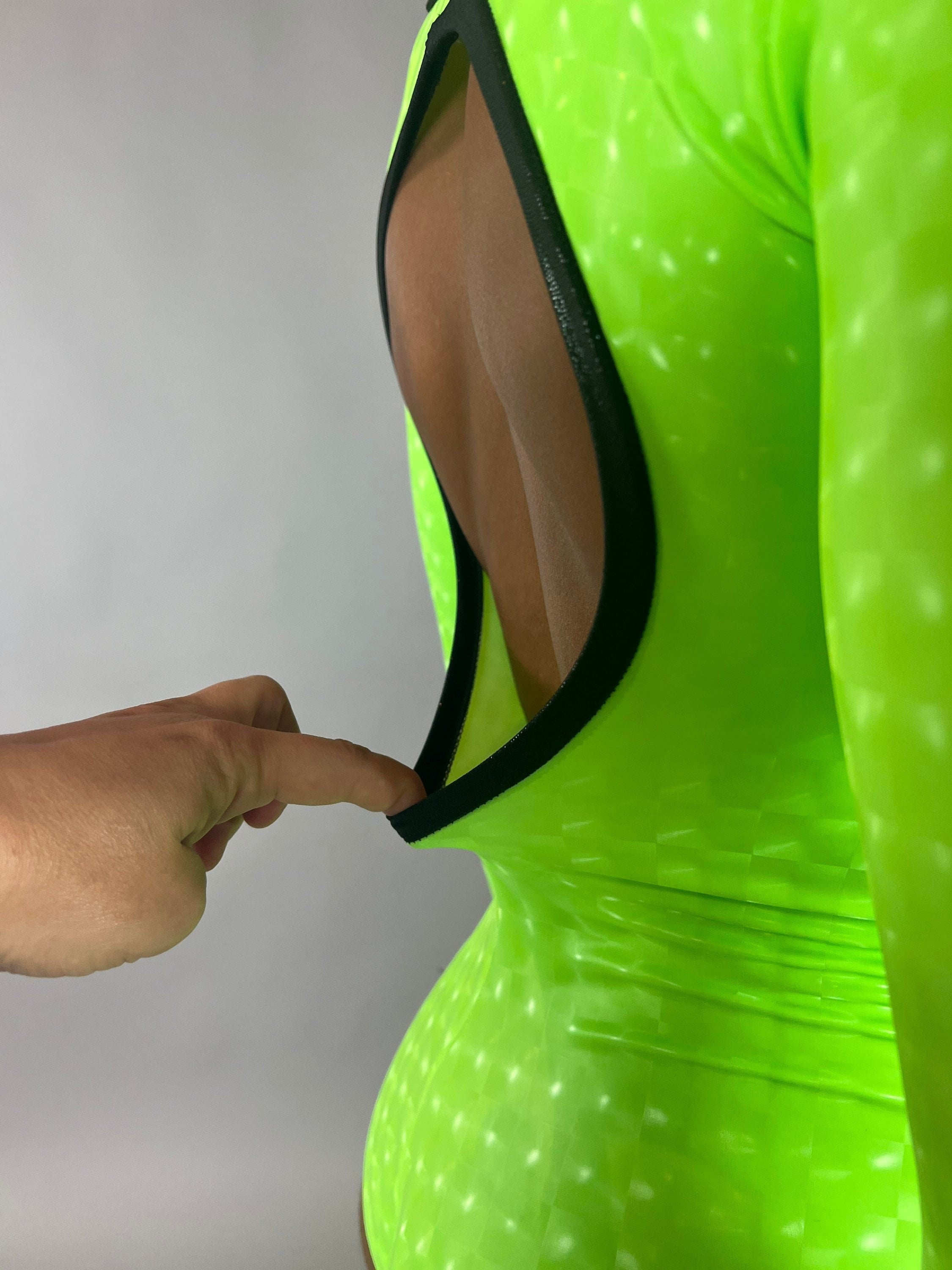 Neon Unisex Leotard, Open Back, Boat Neck, Full Sleeves
