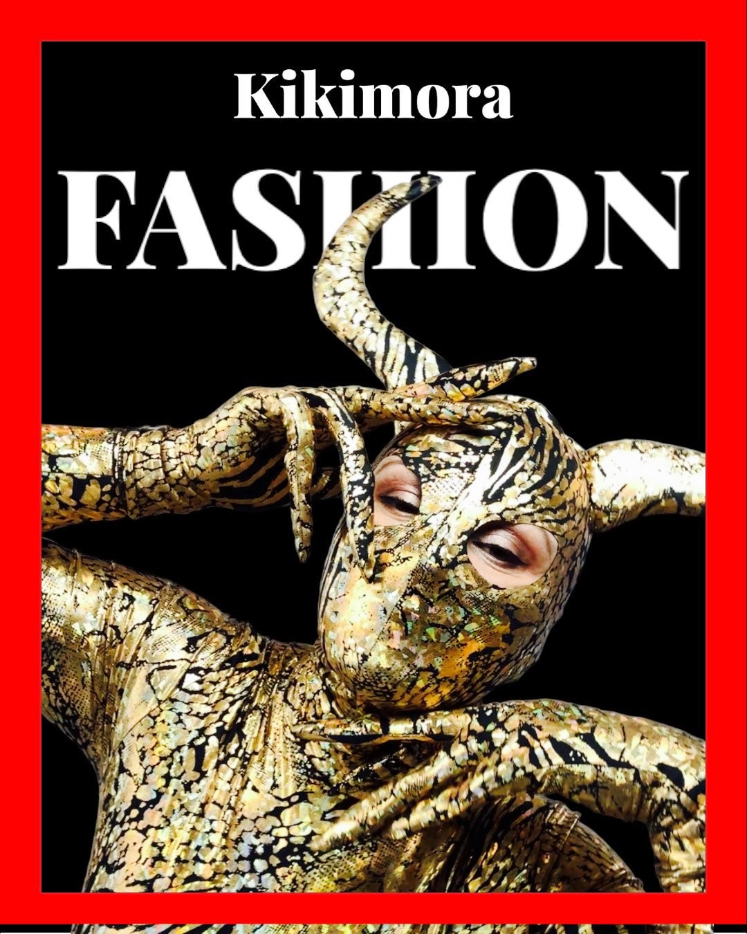 Gold & Black Gazelle Creature Costume, Full Sleeve Catsuit With Headdress, Gloves, Socks