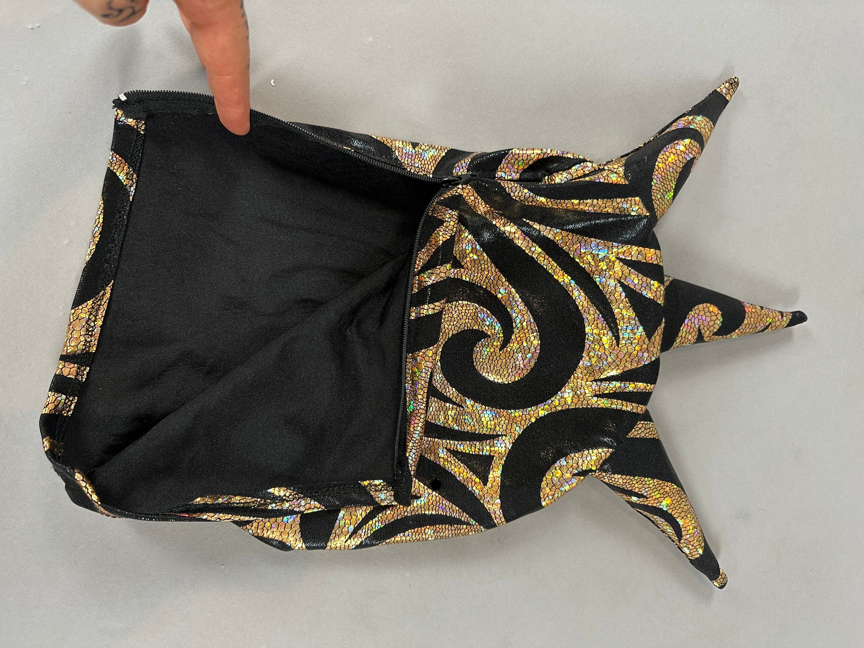 Alien Full Body Costume Set, Turtleneck Catsuit, Spiked Accessories, Open-Eye Headpiece