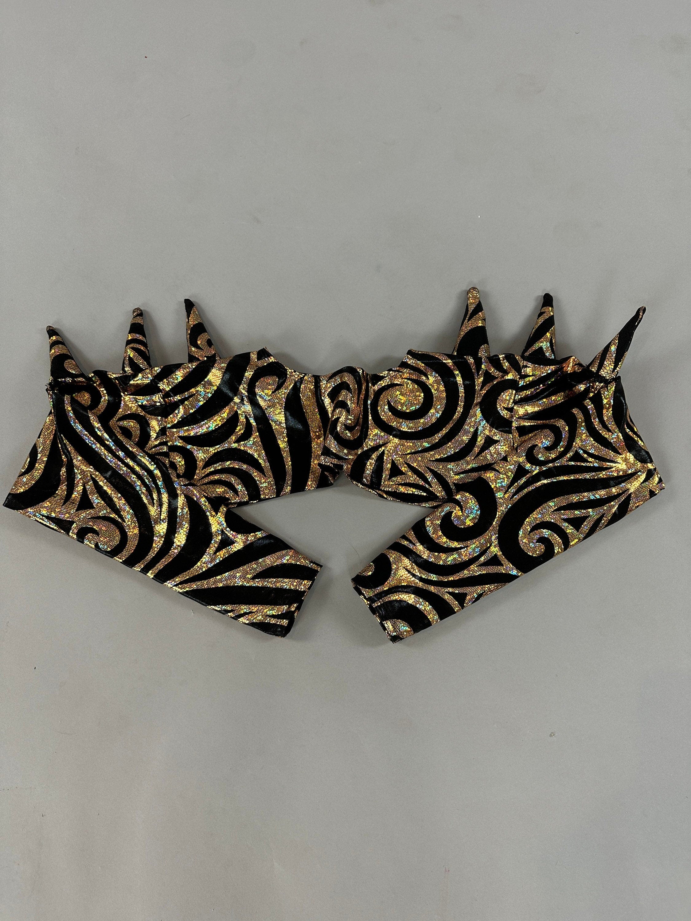 Alien Full Body Costume Set, Turtleneck Catsuit, Spiked Accessories, Open-Eye Headpiece