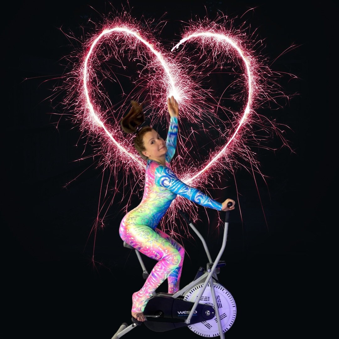 Rainbow Lycra Catsuit, Round Mock Neckline, Long Sleeves