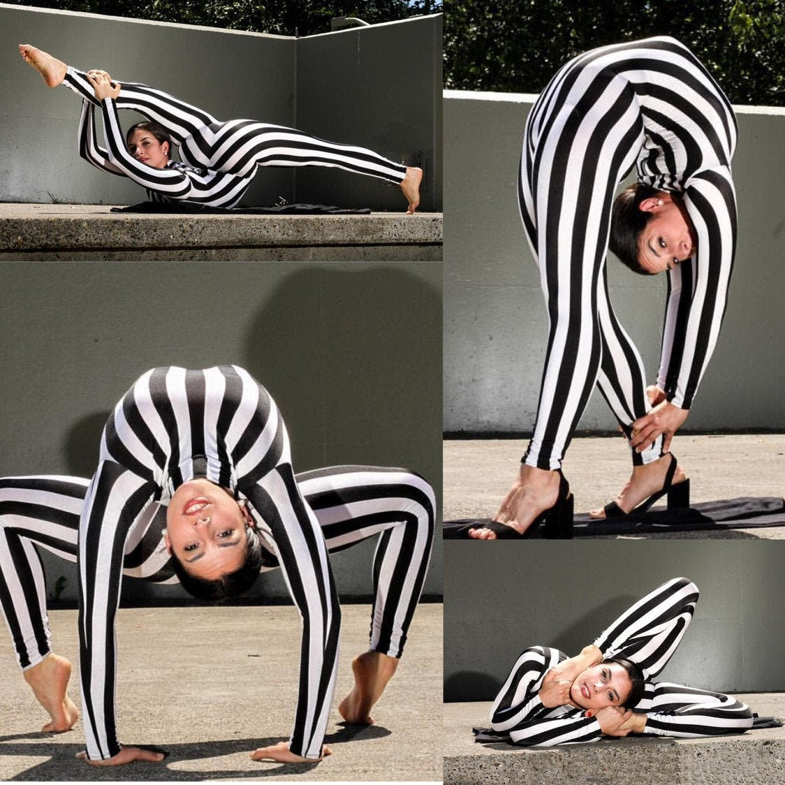 Exotic Stripe Dance Bodysuit for Gymnastics and Circus Parties
