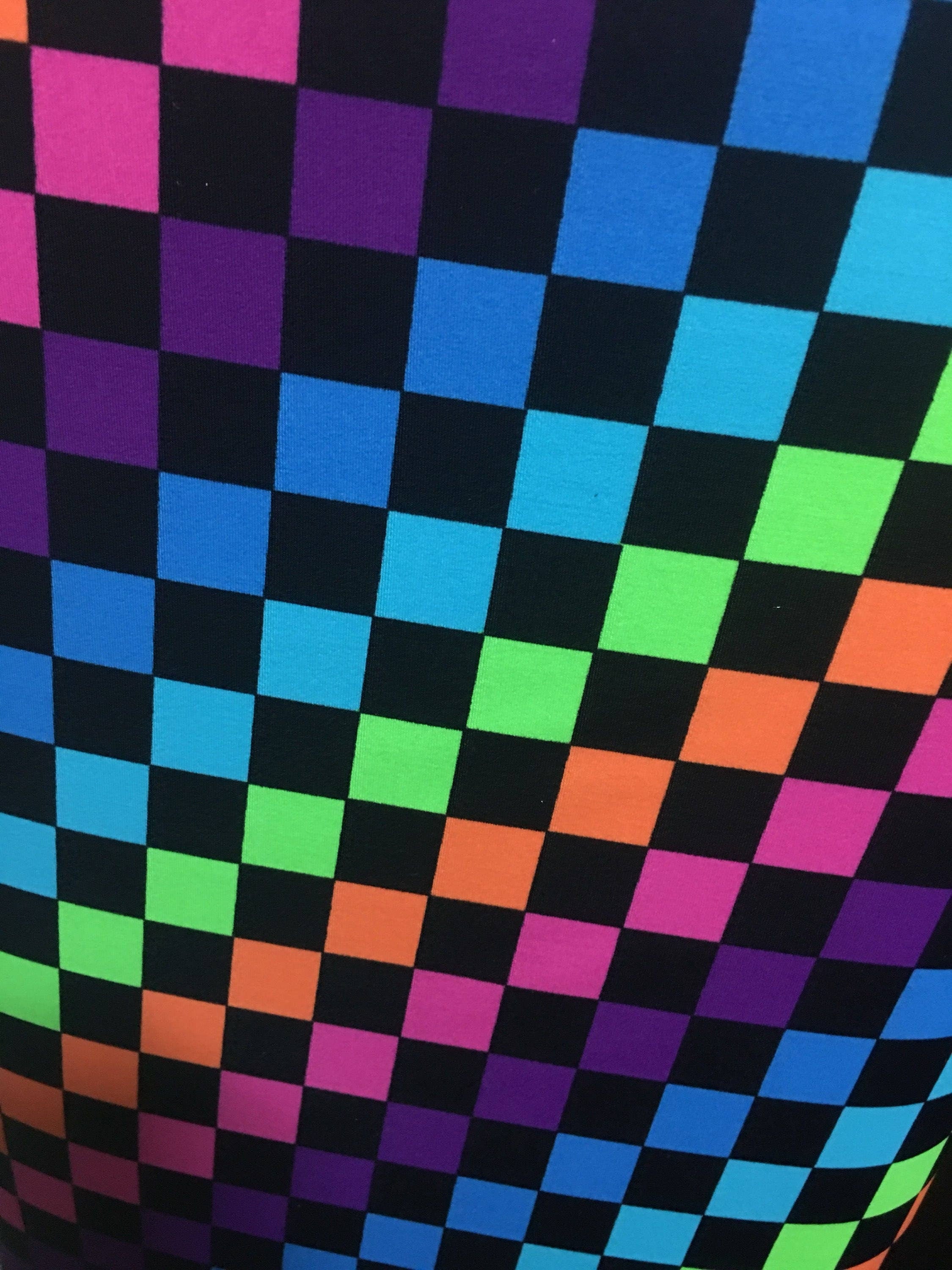Checkers Print, Catsuit Costume, Exotic Dancewear, Neon Glow, Circus Outfit, Trending Now