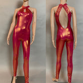 Black Open Back Catsuit, Halterneck, Sleeveless