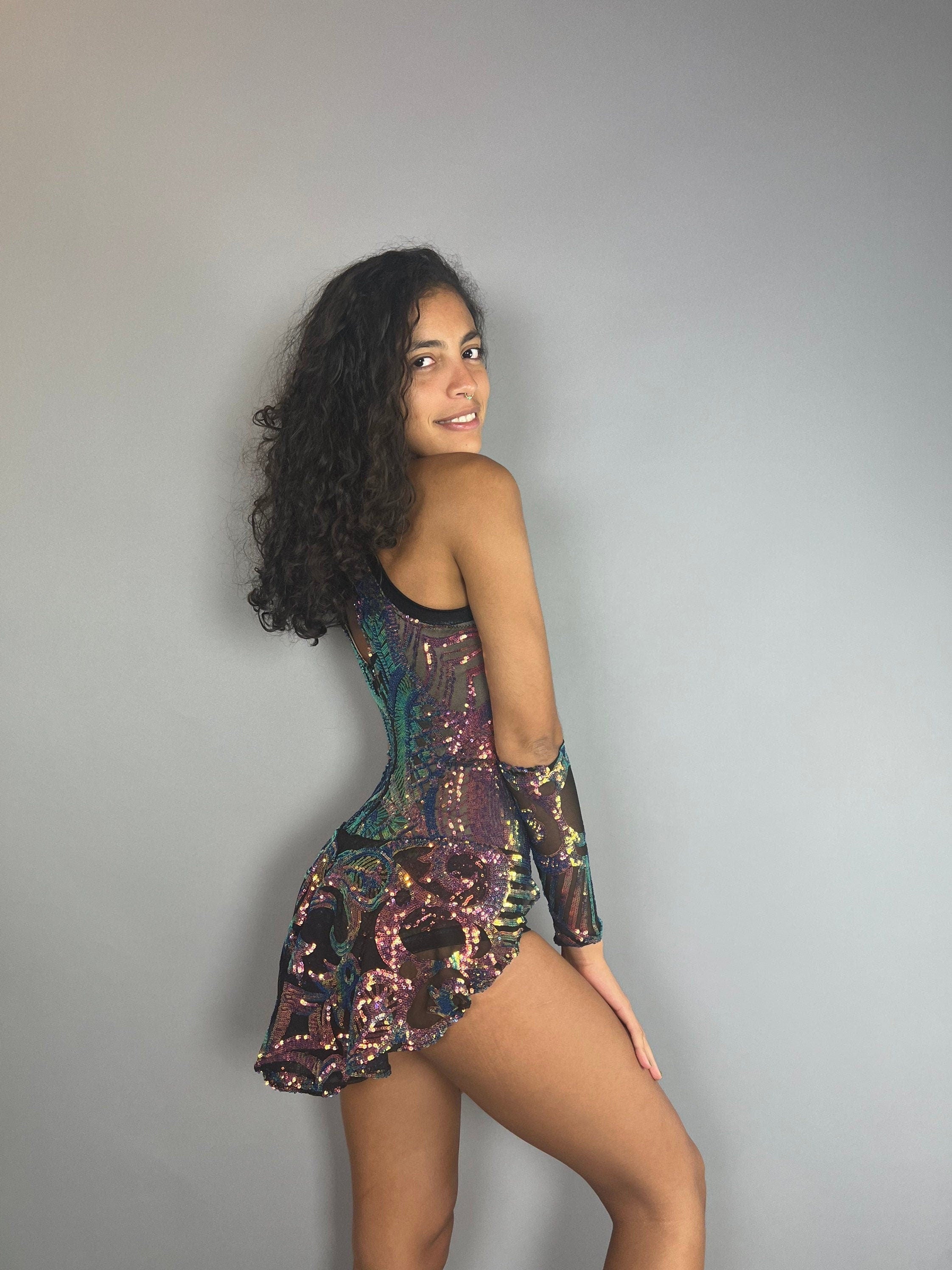 Sequin Leotard, Sheer Bodysuit, Costume for Dancers, Circus Outfit, Aerial Performers, Fire Dancers, Fairy Costume Trending Now