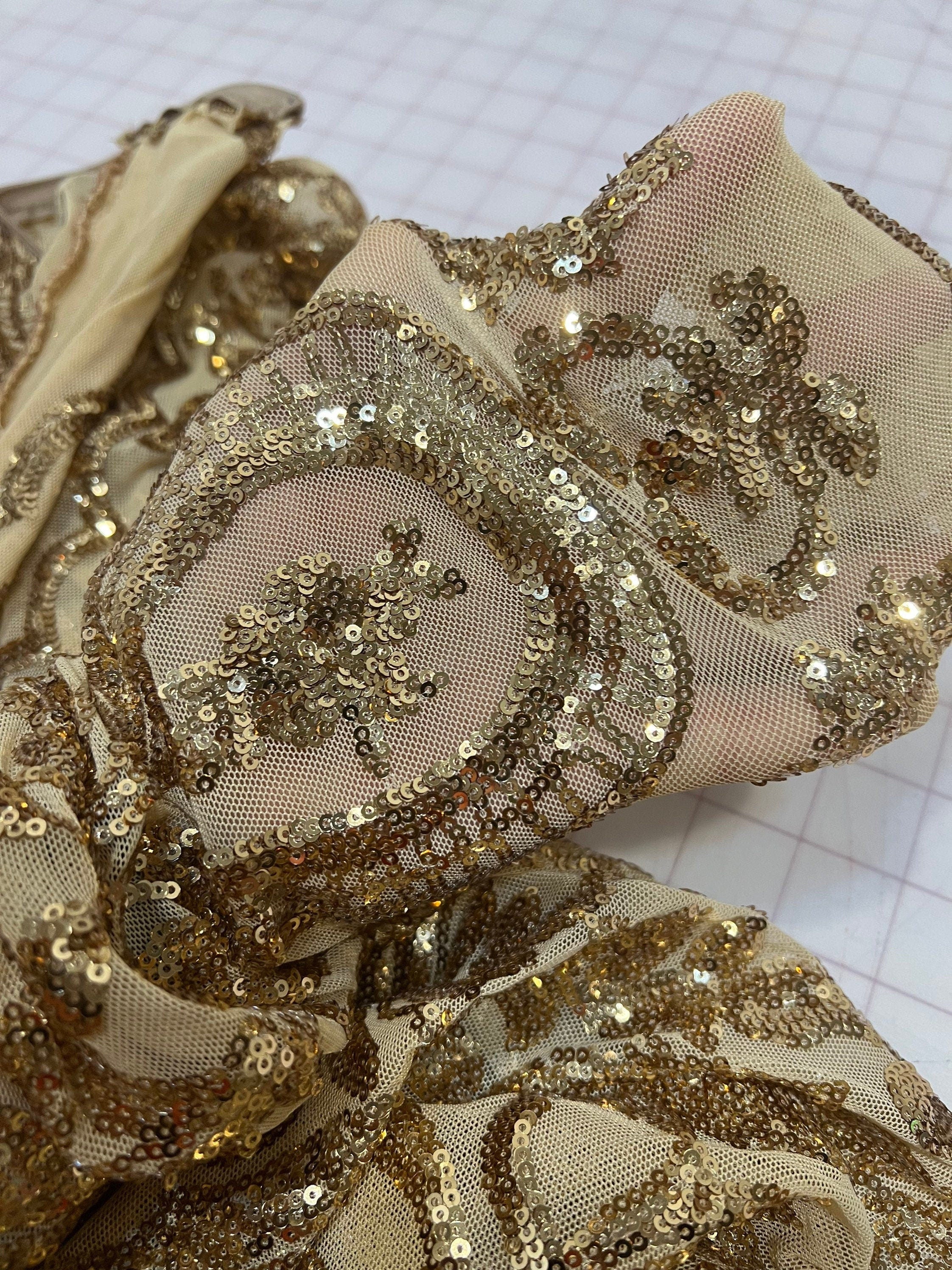 Gold Sequin Catsuit, Gold Fairy Costume, Full Sleeves