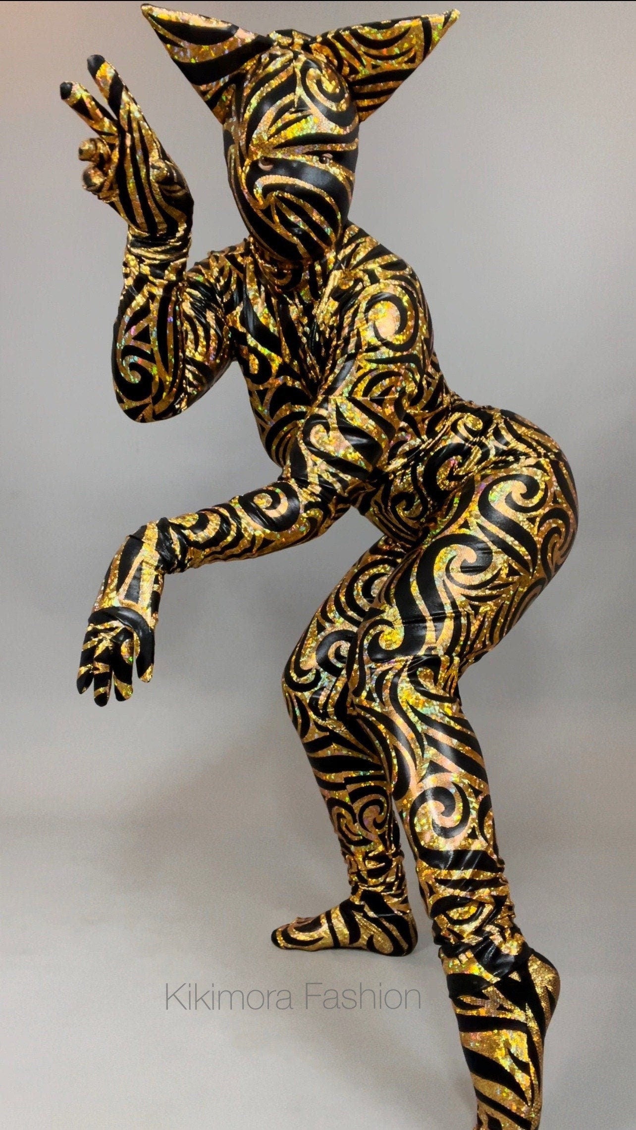 Cat Costume, Beautiful Fantasy Headpiece, Halloween Costume, Dancewear, Spandex Catsuit, Trending Now