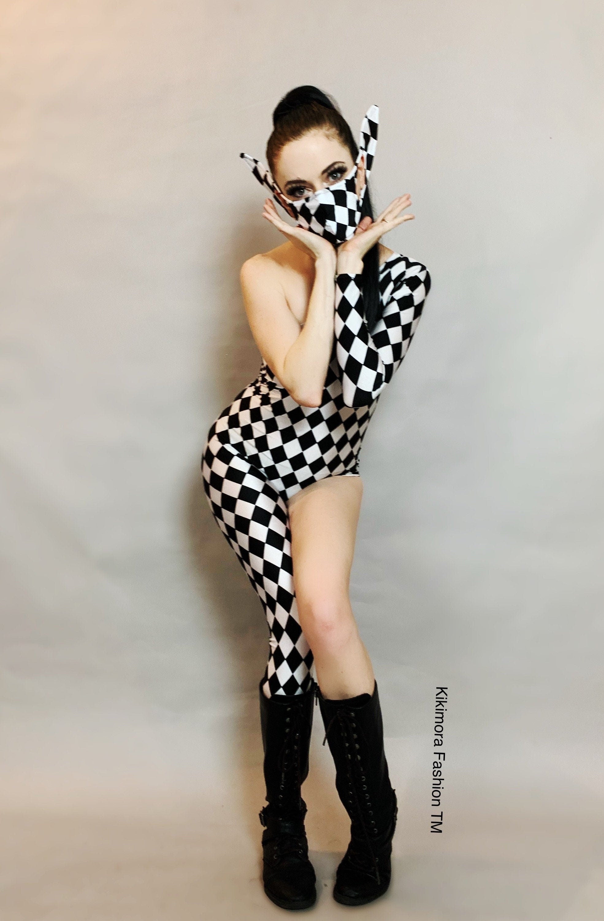 Harlequin Costume, Spandex Jumpsuit, New Trend, Bodysuit for Women or Men, Exotic Dancewear