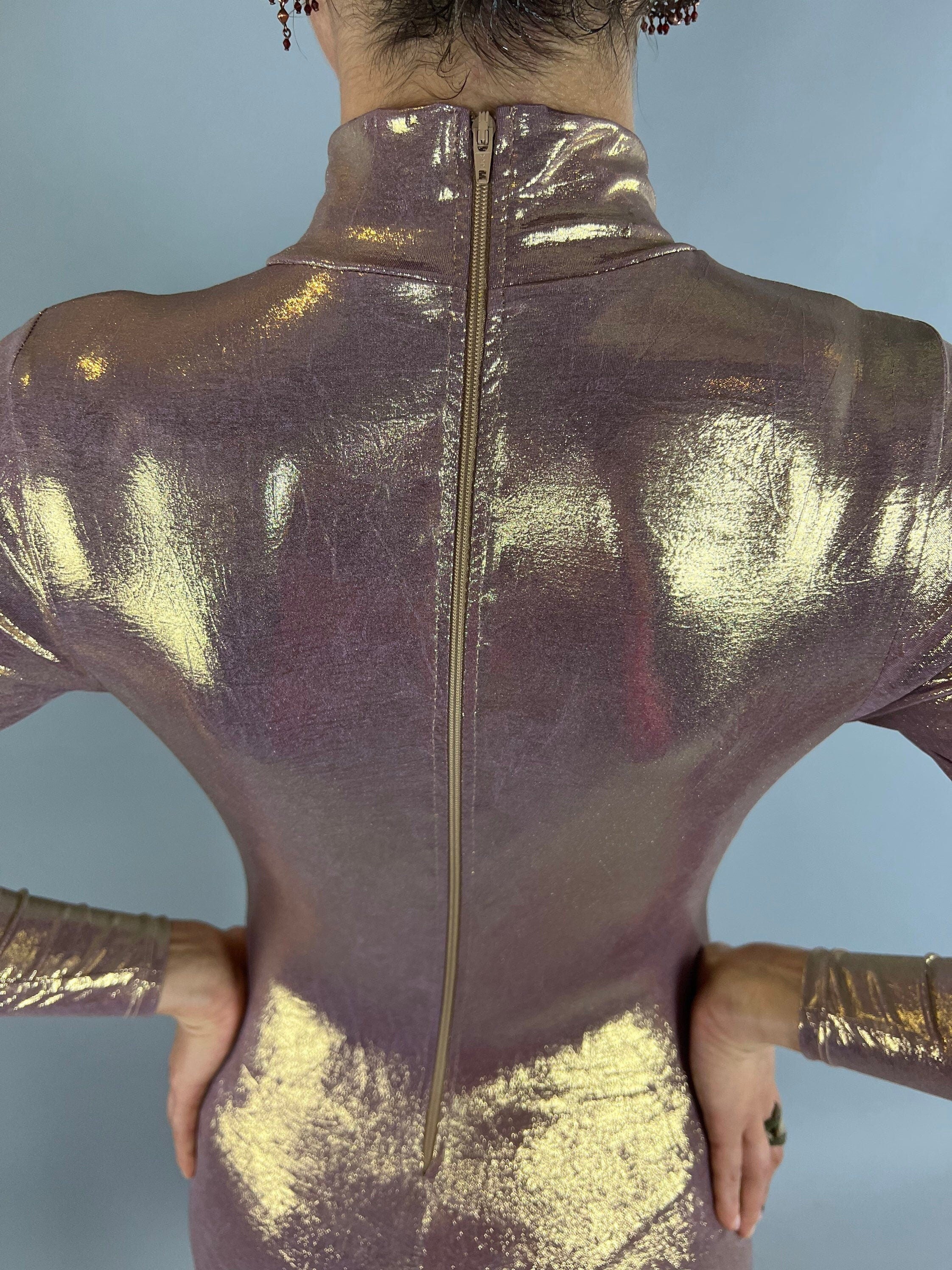 Lavender Gold Beautiful Jumpsuit, Aerialist Costume, Exotic Dancewear, Trending Now, Futuristic Fashion
