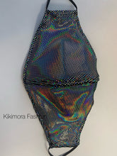 Beautiful Black Iridescent Face Mask, Breathing Mask, Reusable Shiny Velvet, HEPA Filter