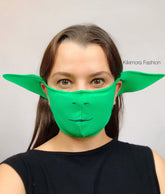 Beautiful Baby Yoda Costume, Star Wars Face Mask, Mandalorian Baby Yoda, Elf Ears Face Mask for All Ages, Reusable Elf Mask