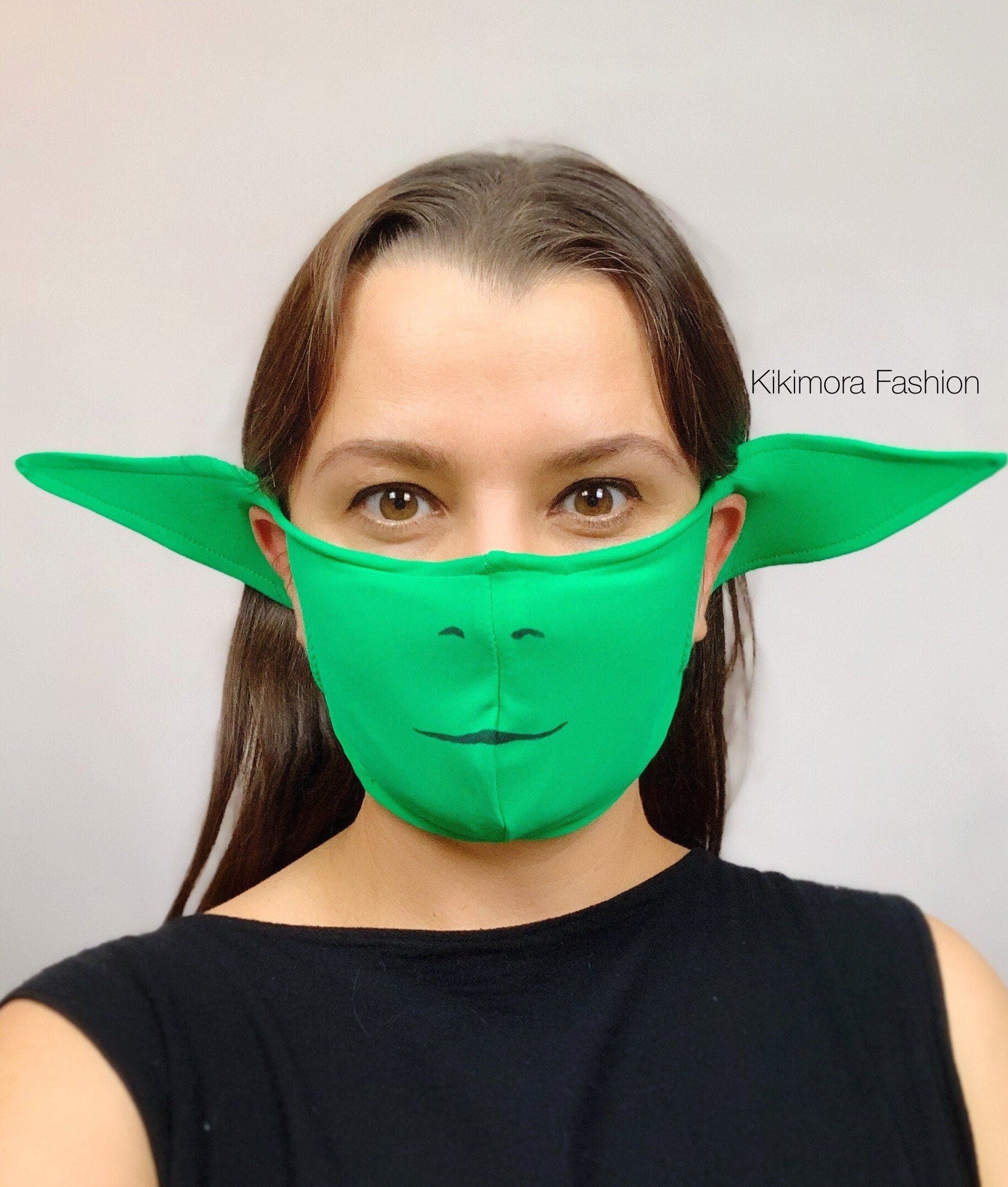Beautiful Baby Yoda Costume, Star Wars Face Mask, Mandalorian Baby Yoda, Elf Ears Face Mask for All Ages, Reusable Elf Mask